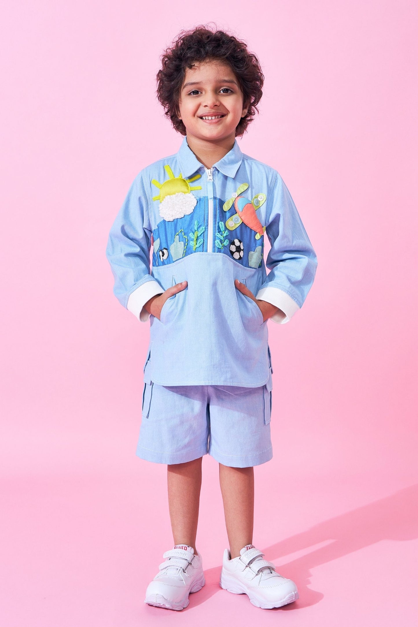 Sunny Sky embroidered Boys Coord ( Set of 2 pcs)