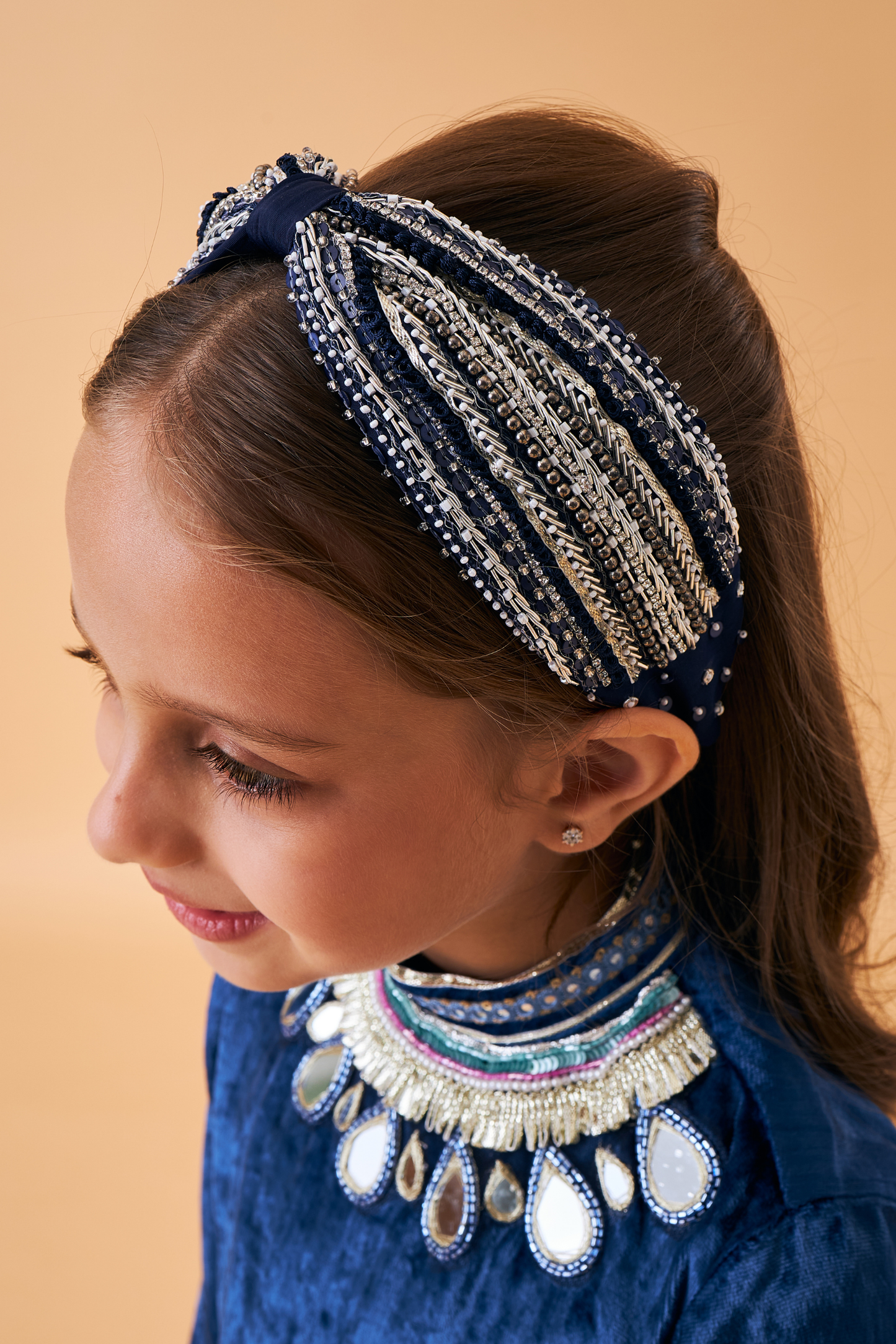 Taylor Navy Girls Embellished Headband