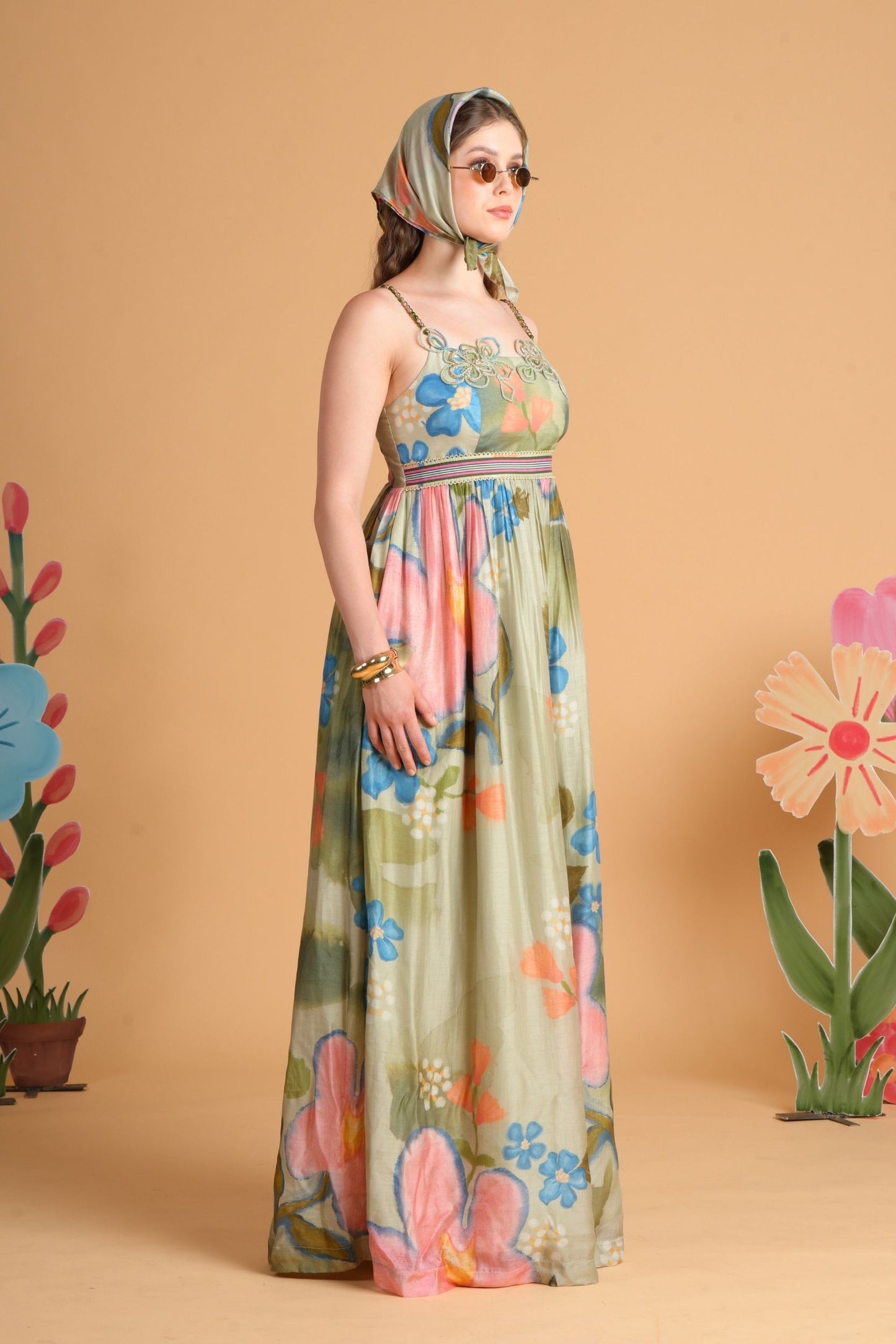 Iris Sage Embellished Ladies Maxi Dress