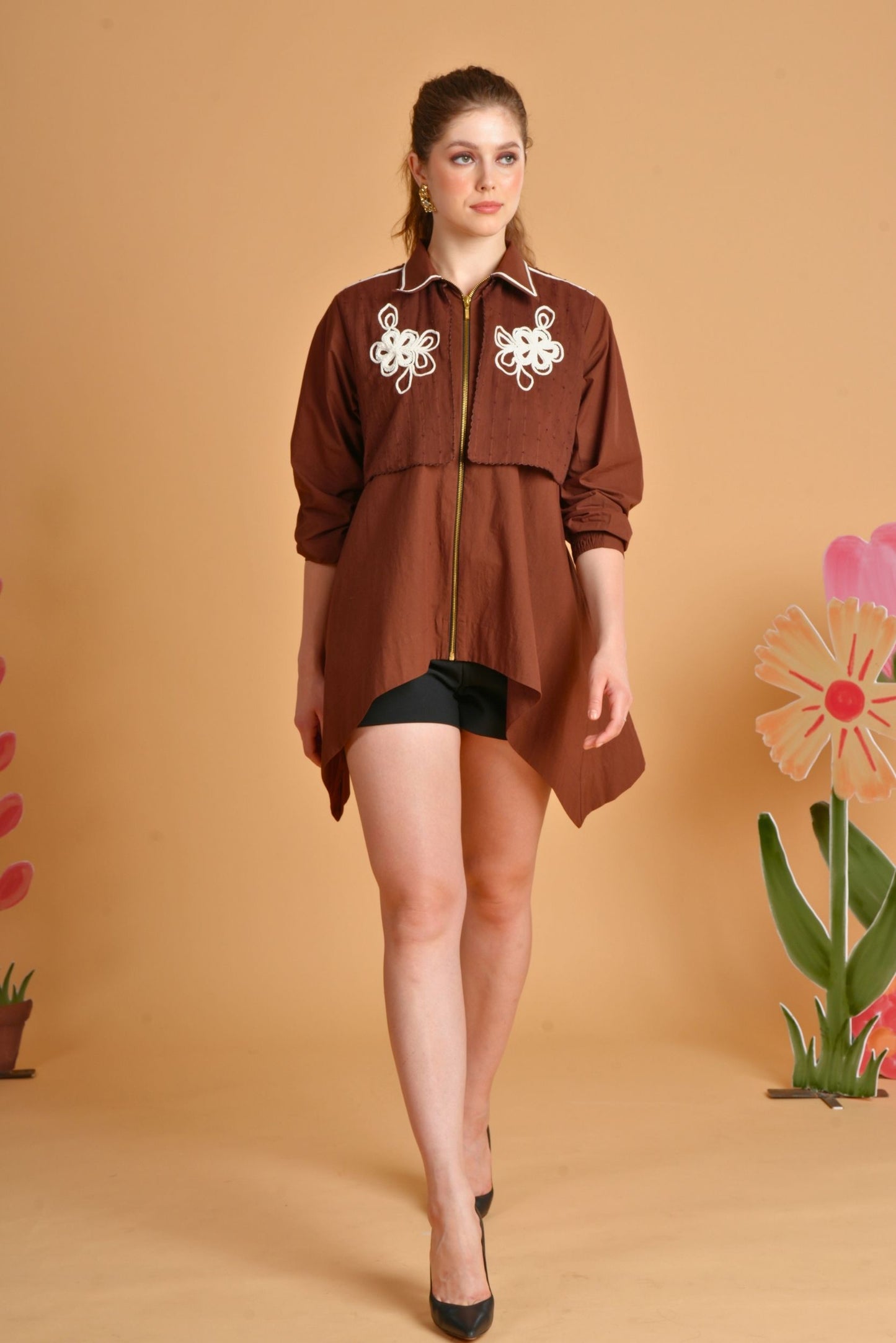Soraya Chocolate Ladies Oversized Shacket