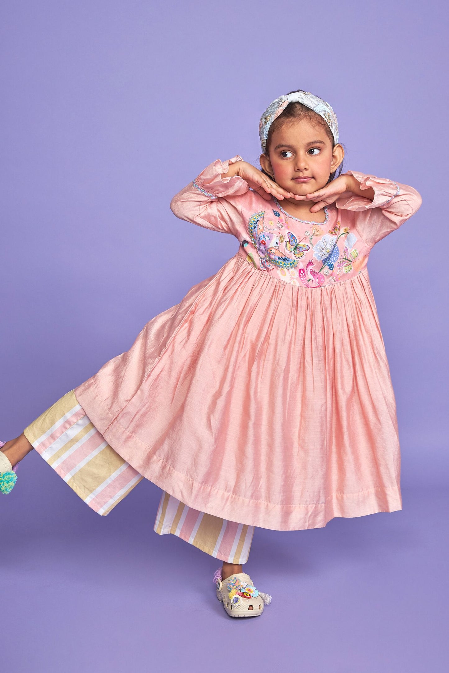 Sparrow Pink Kids Dress Co-ord