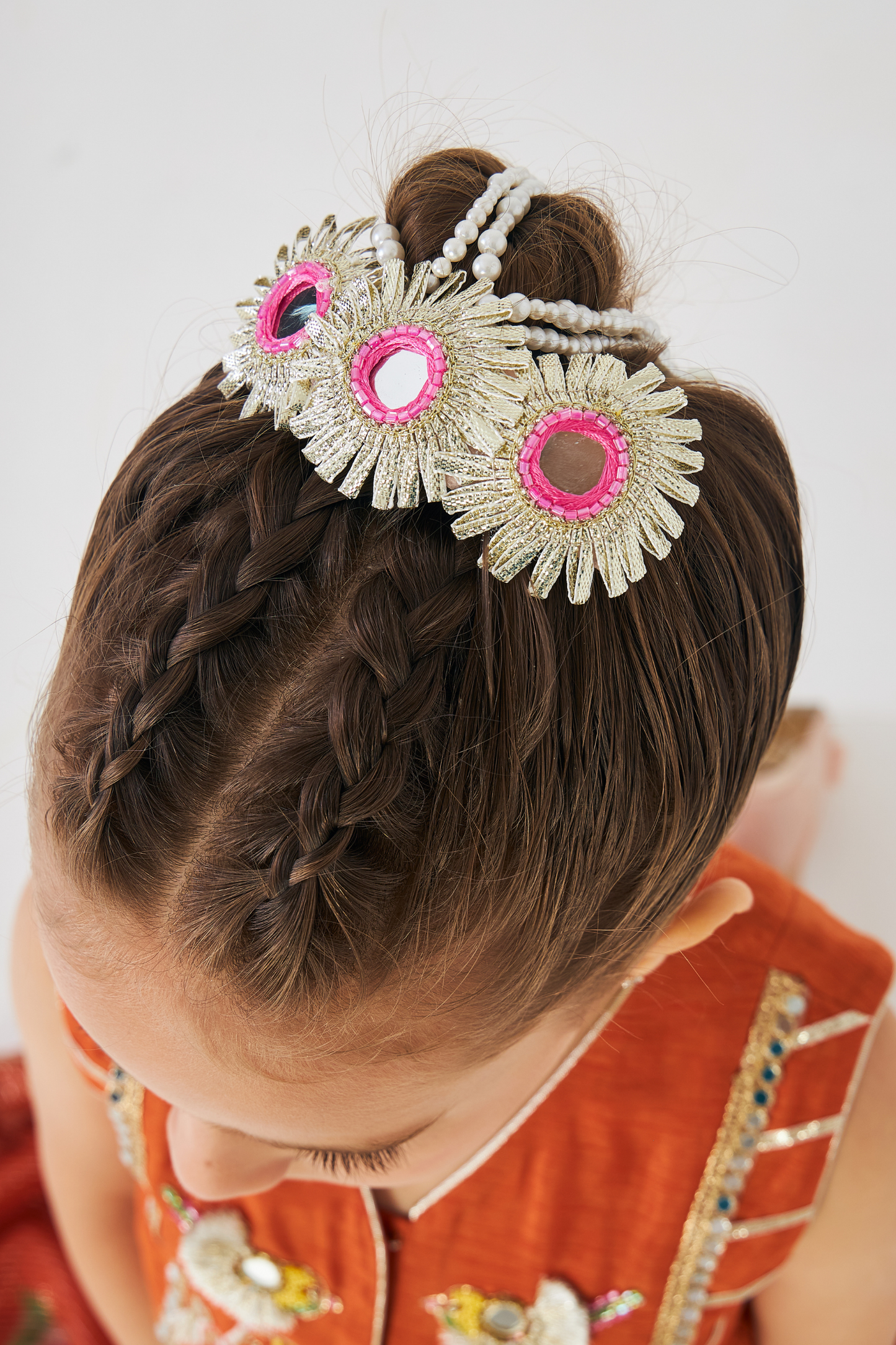 Riva Short Embroidered Girls Top & Skirt (Set of 3 Pcs)