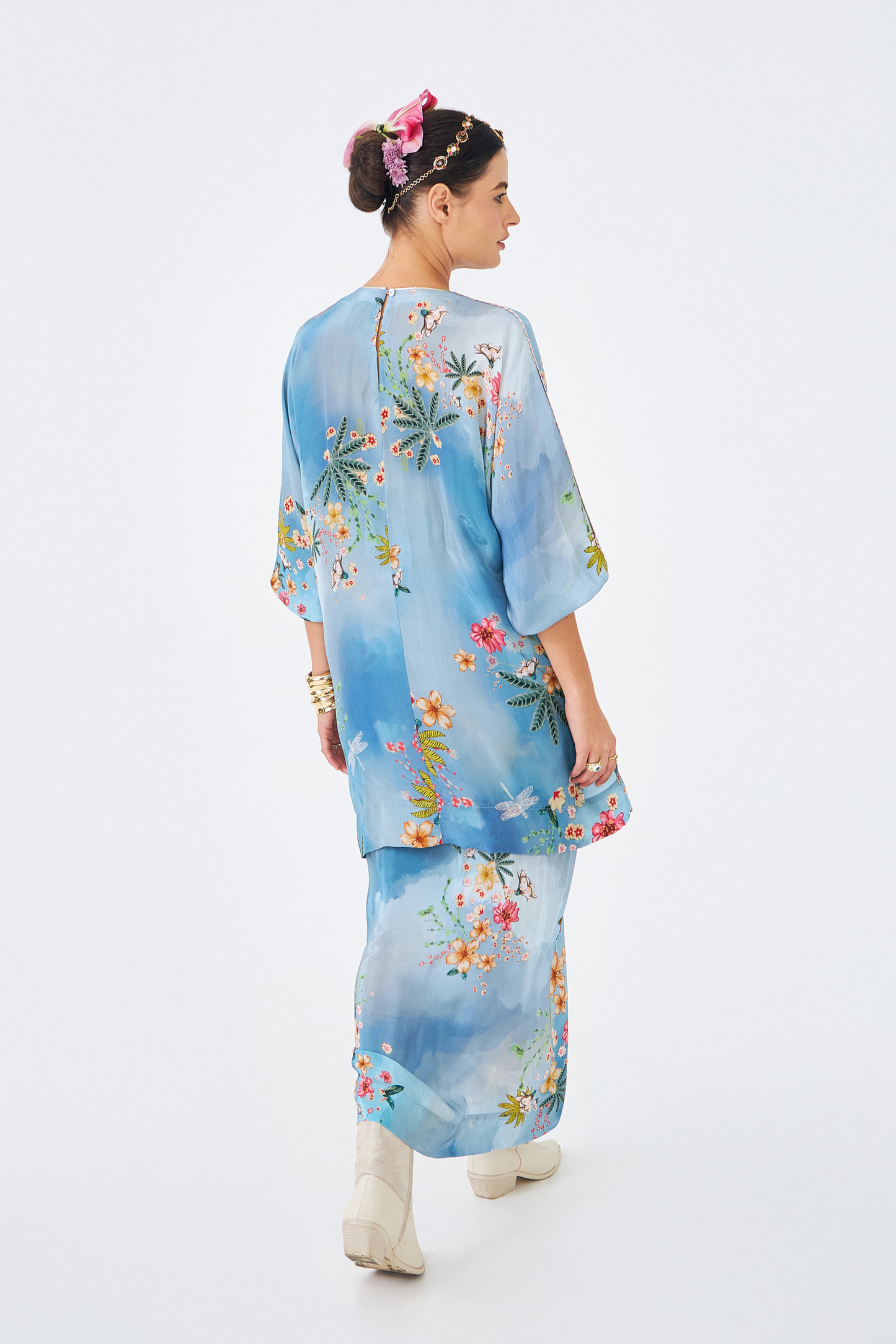 Clea Ladies Embellished Tunic & Draped Skirt (Set of 2pcs)