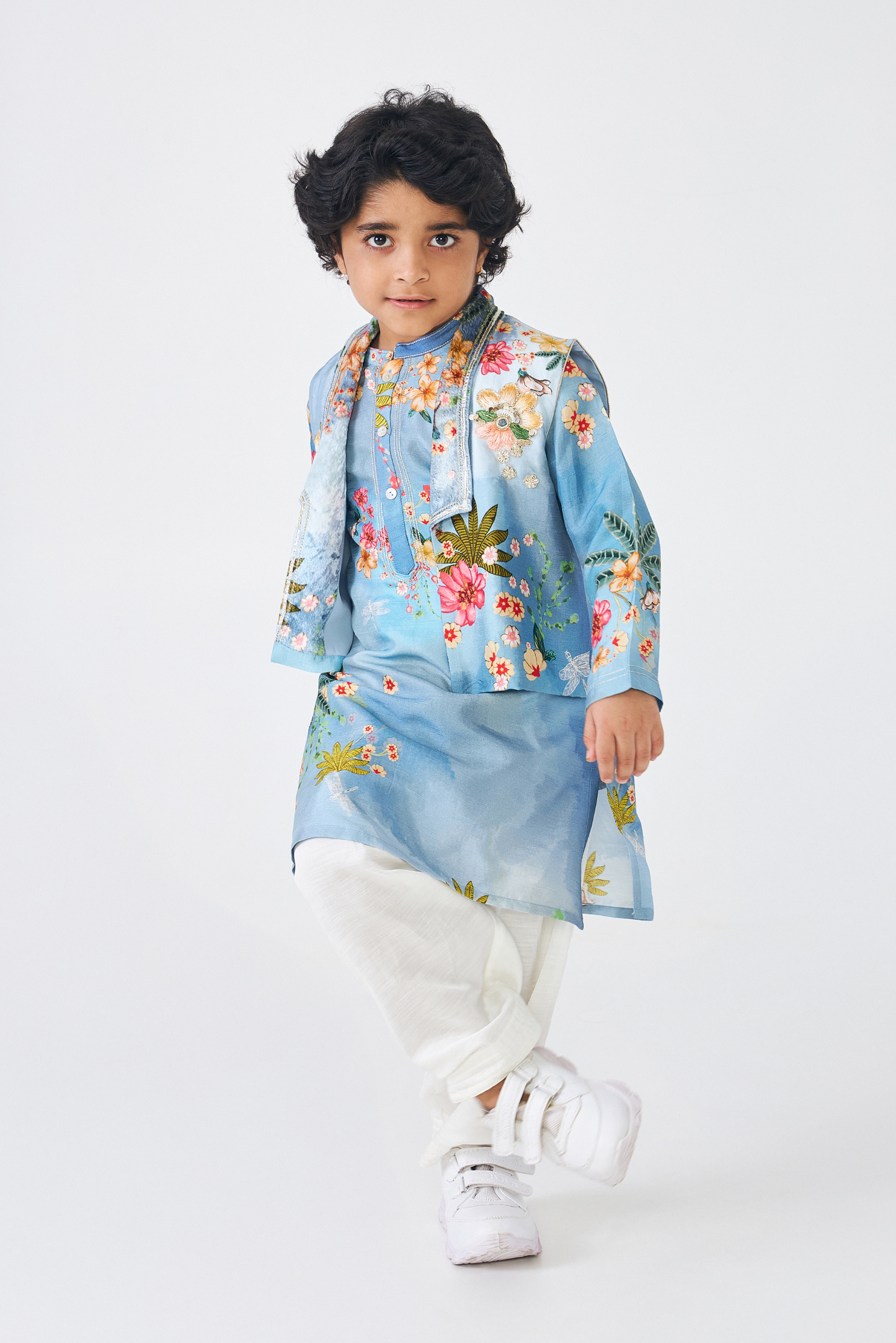 Clea Boys Embellished Kurta & Jacket (Set of 3 Pcs)