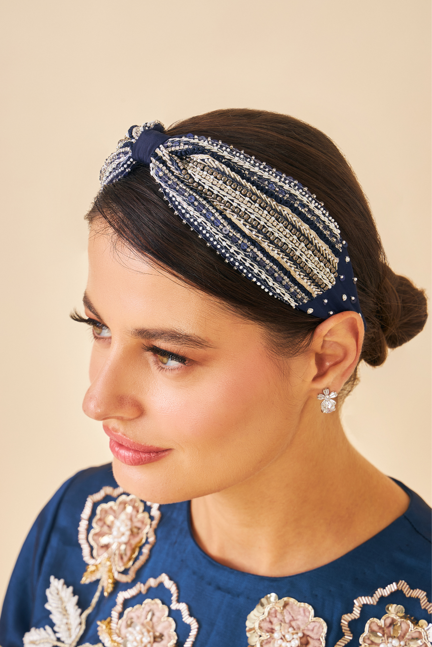 Taylor Navy Ladies Embellished Headband