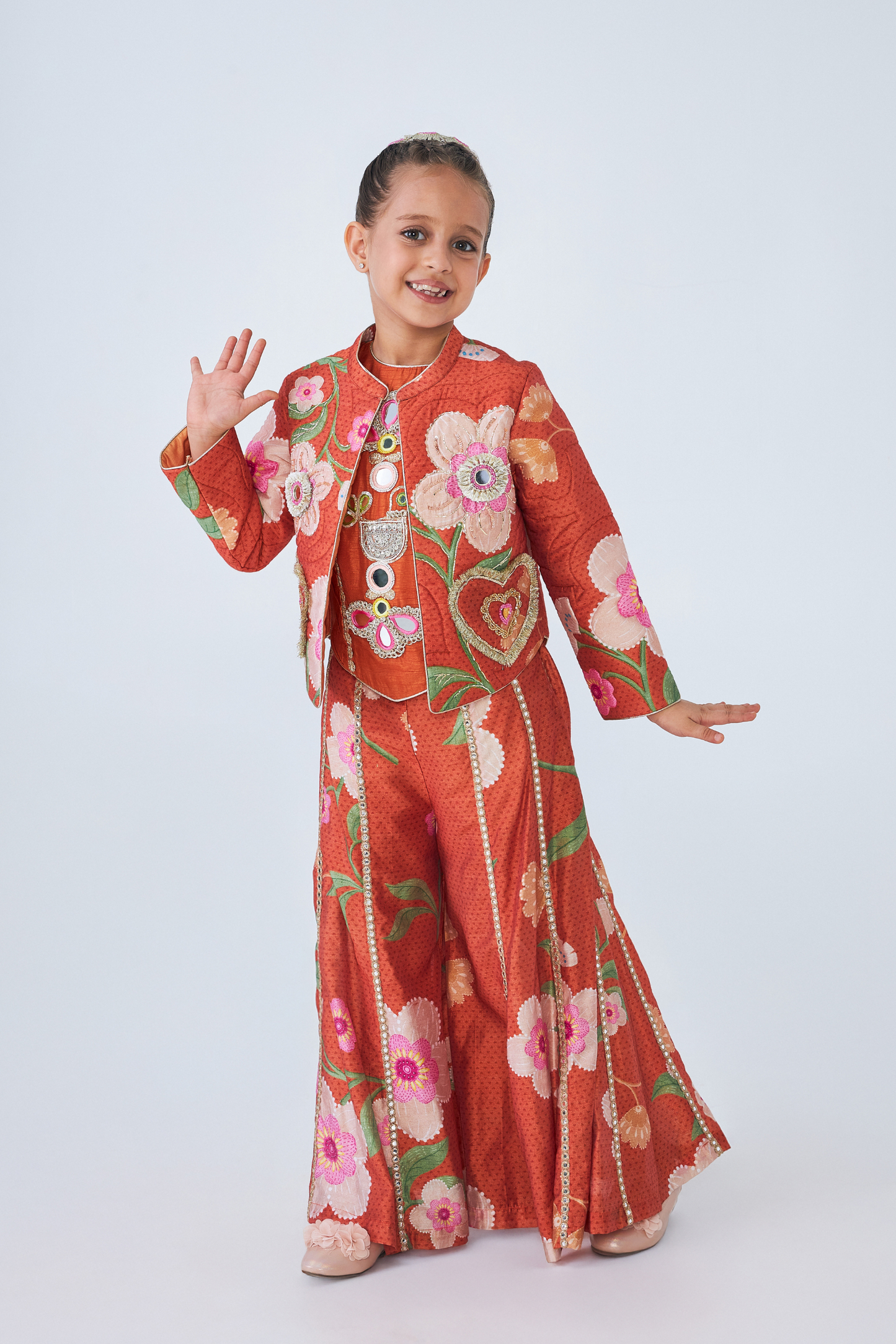 Riva Embellished Girls Quilted Jacket- 1 pc