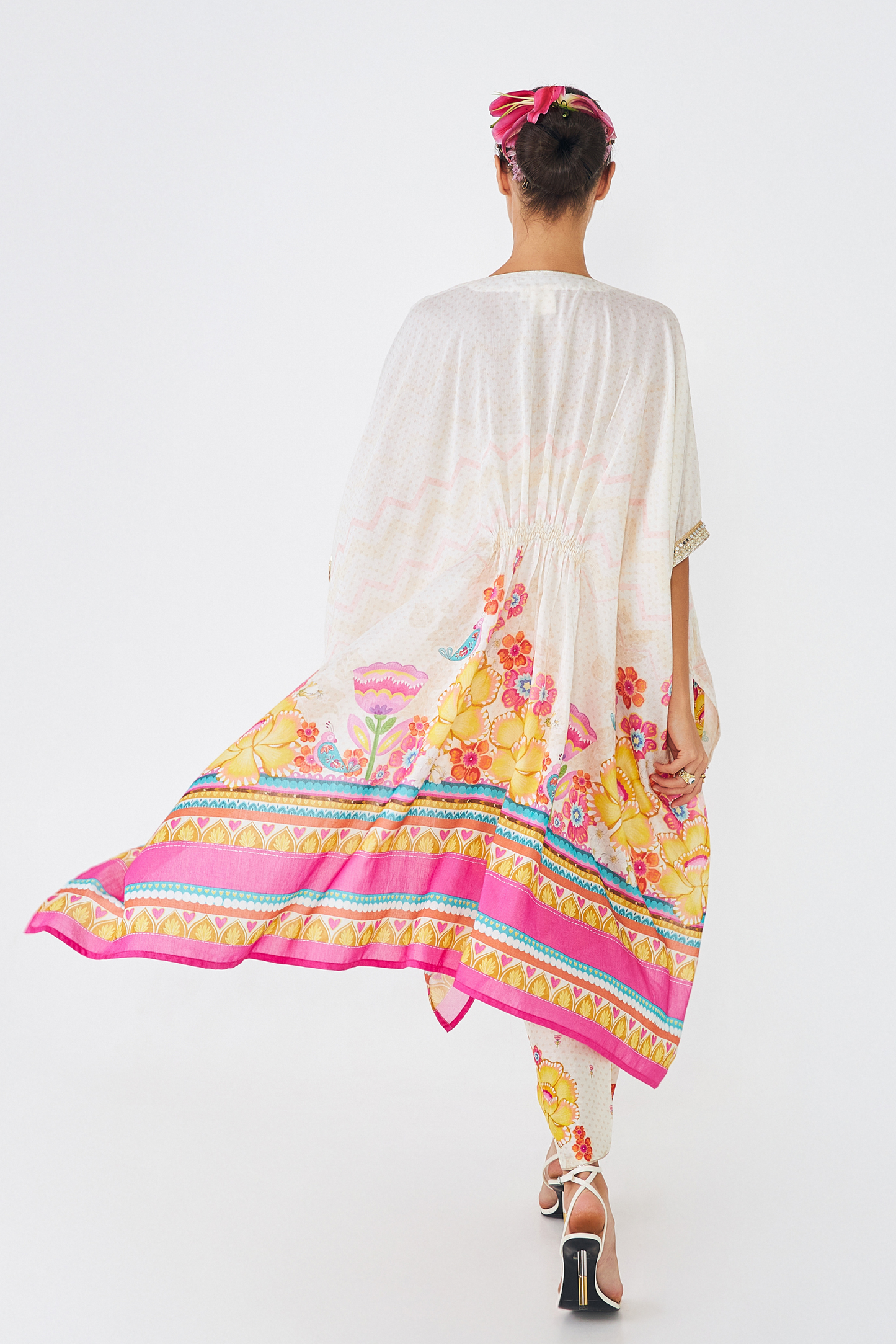 Freya Mustard Ladies Embroidered Tunic With Tulip Trousers ( Set of 2 Pcs)