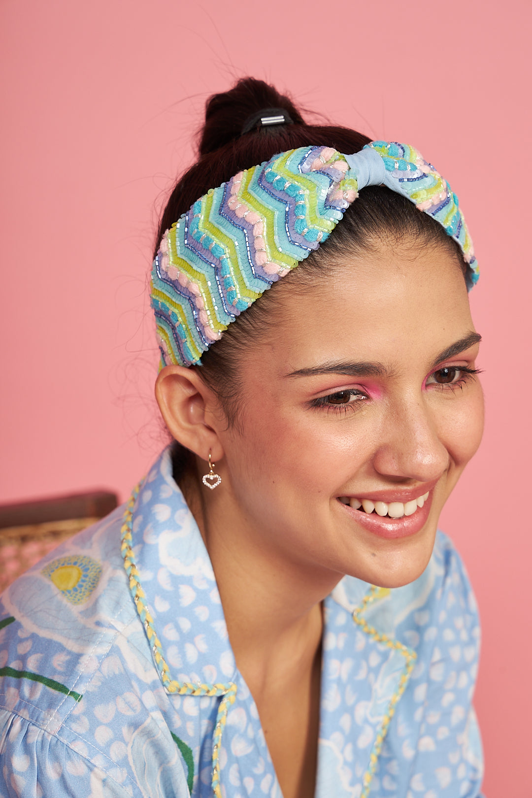 Evissa Blue embroidered headband