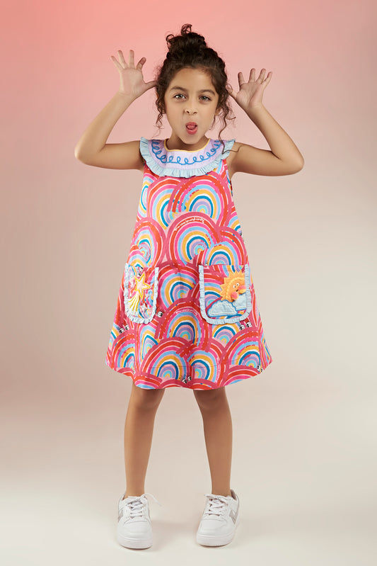 Lil Rainbow Dream Embellished Printed Dress Kids
