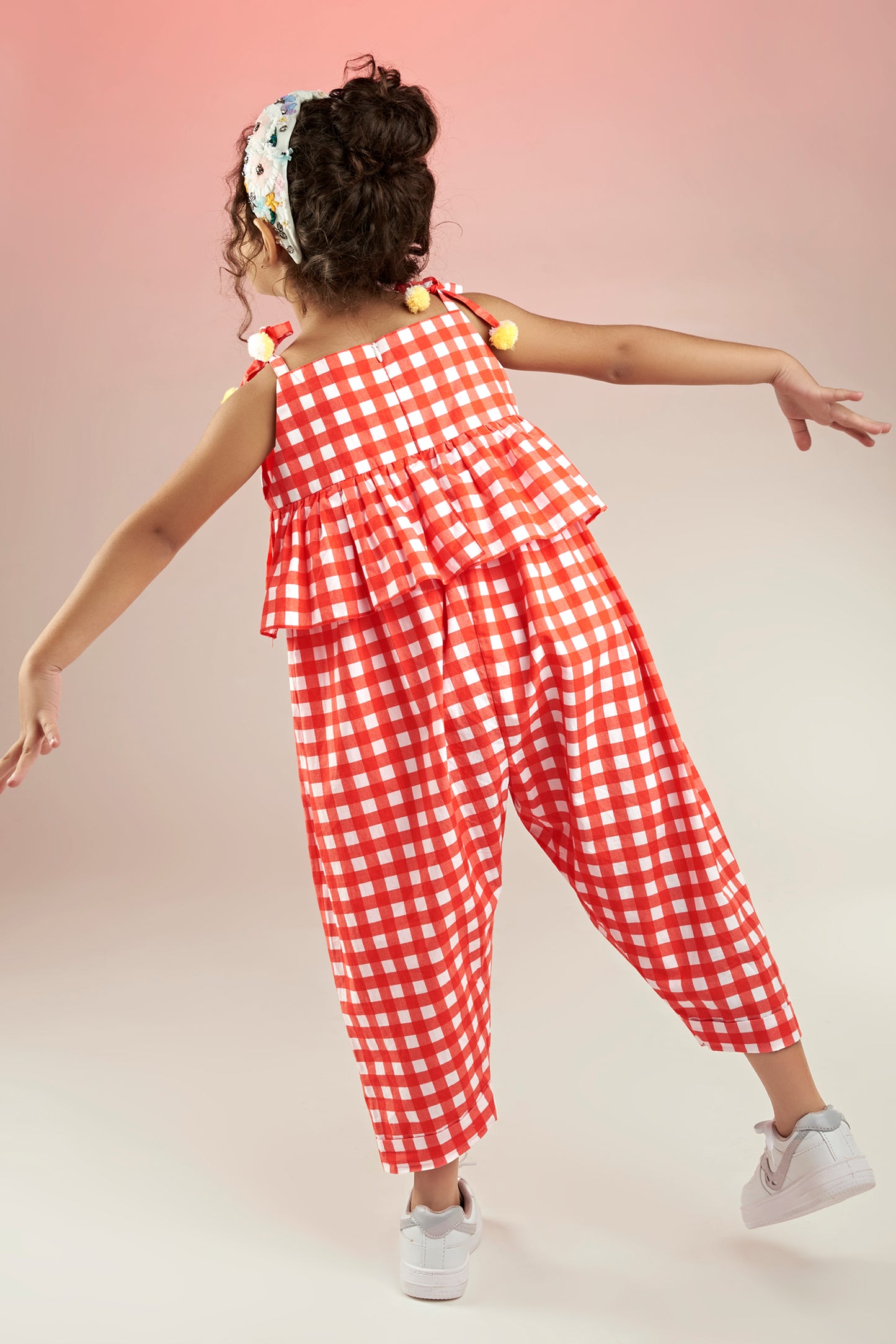 Check Out The Daisies Embellished Printed Cotton Jumpsuit Kids