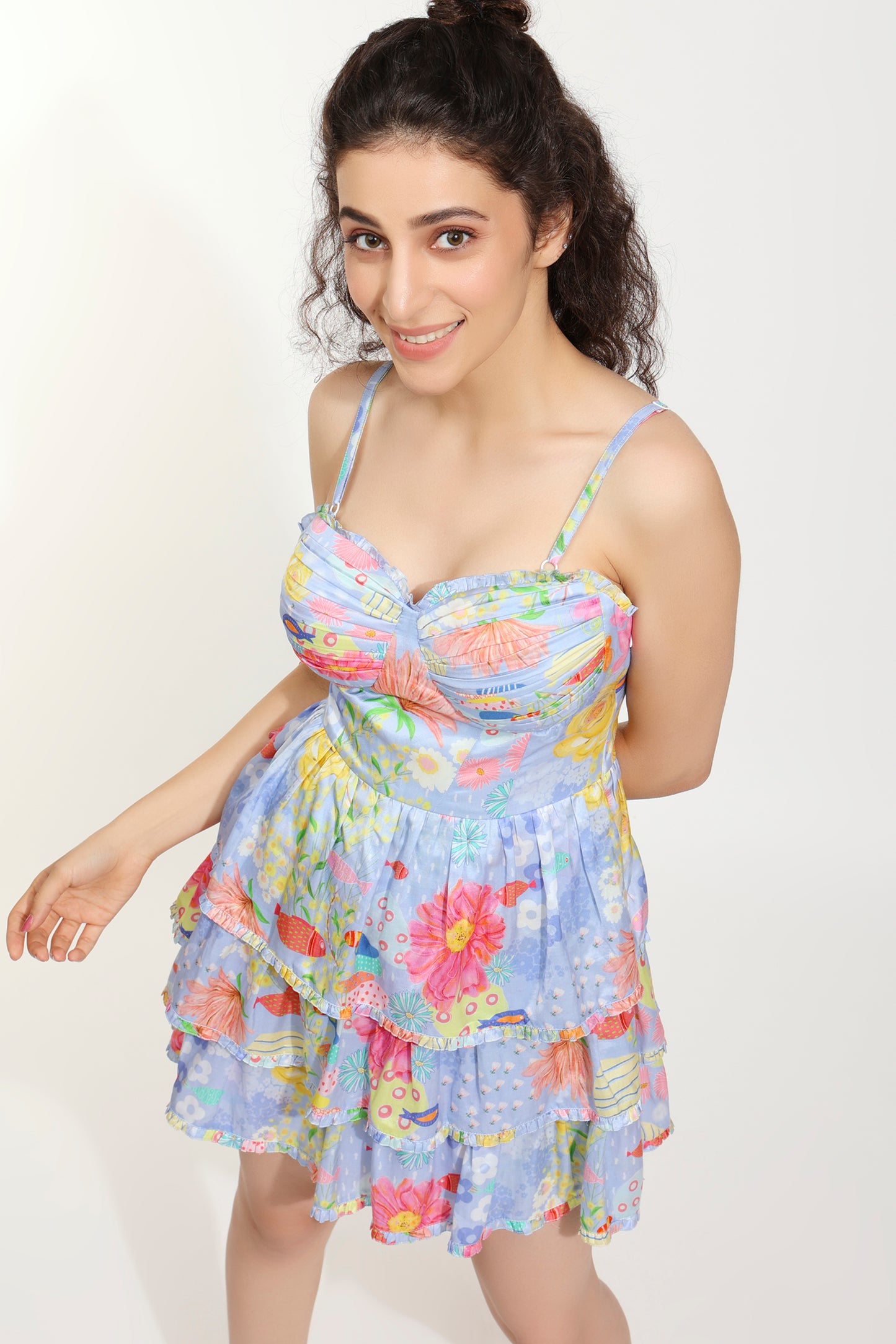 Dandy Bloom Printed Bustier Dress