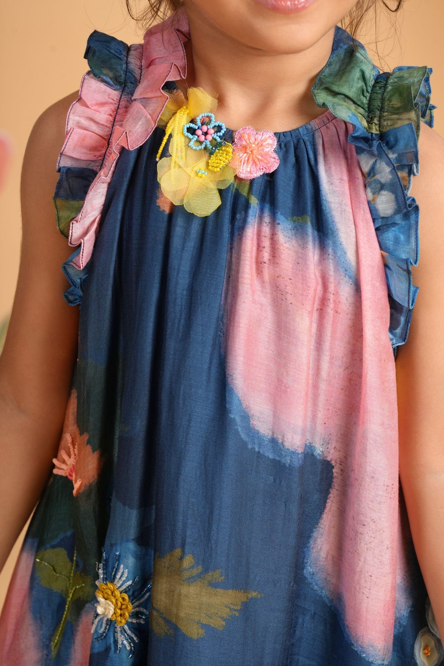 Iris Bloom Girls Embroidered Flared Dress