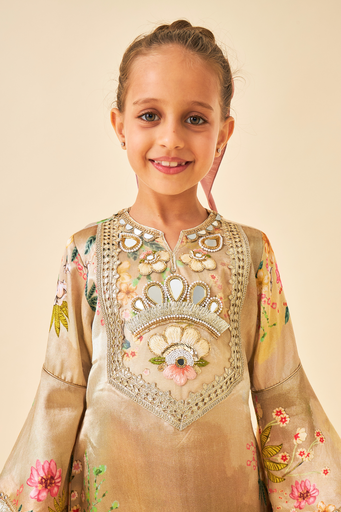 Clea Gold Girls Long Dress