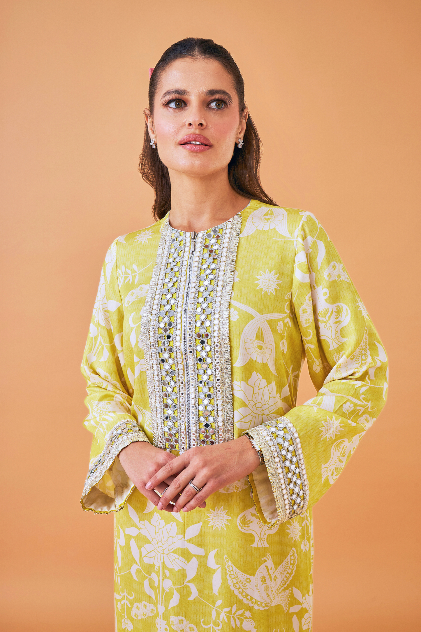 Dala Coat with Poppy Yellow Long Dress