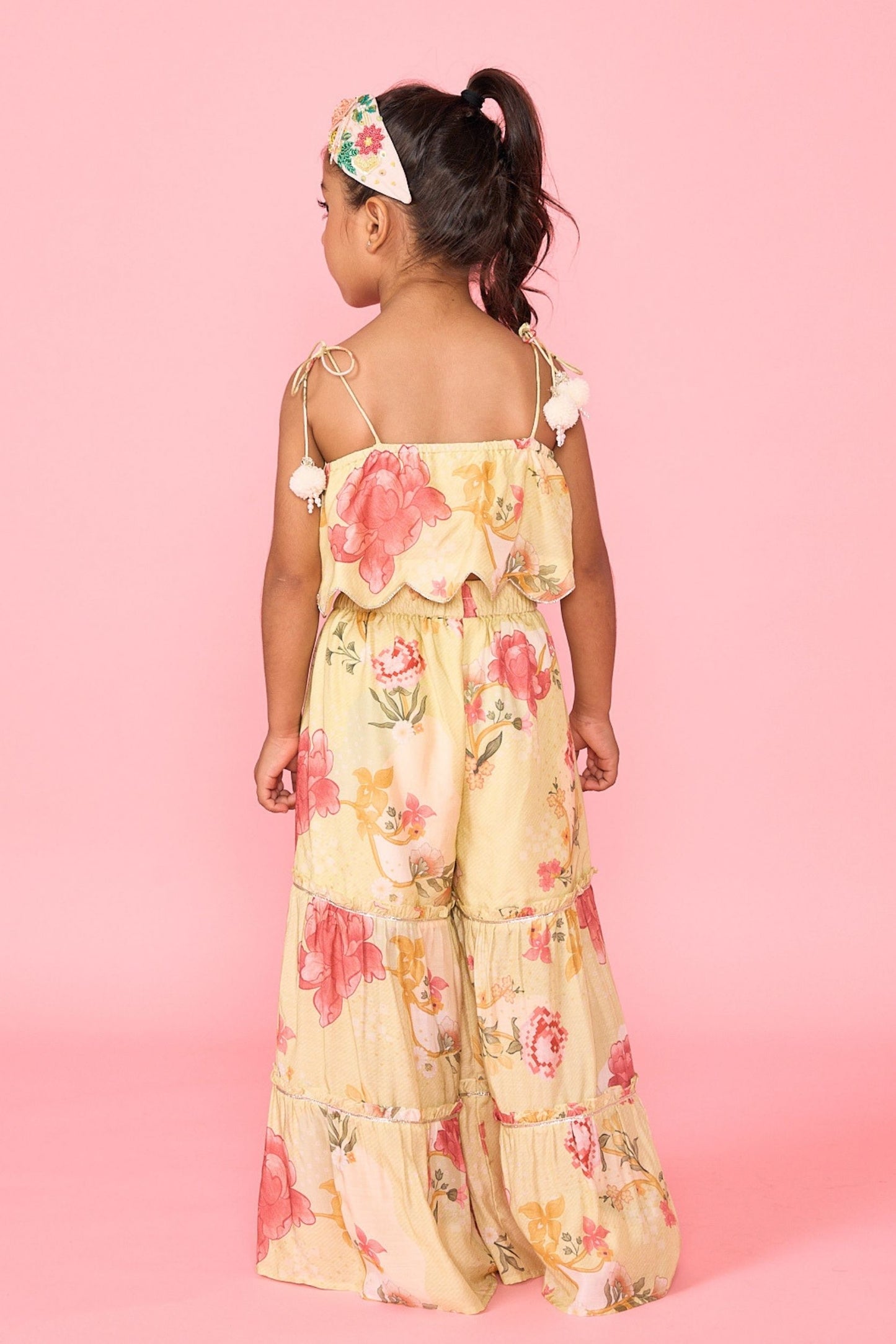 Yellow Slate Girls Embellished Cami Top & Trouser Coord ( 2 Pc Set)