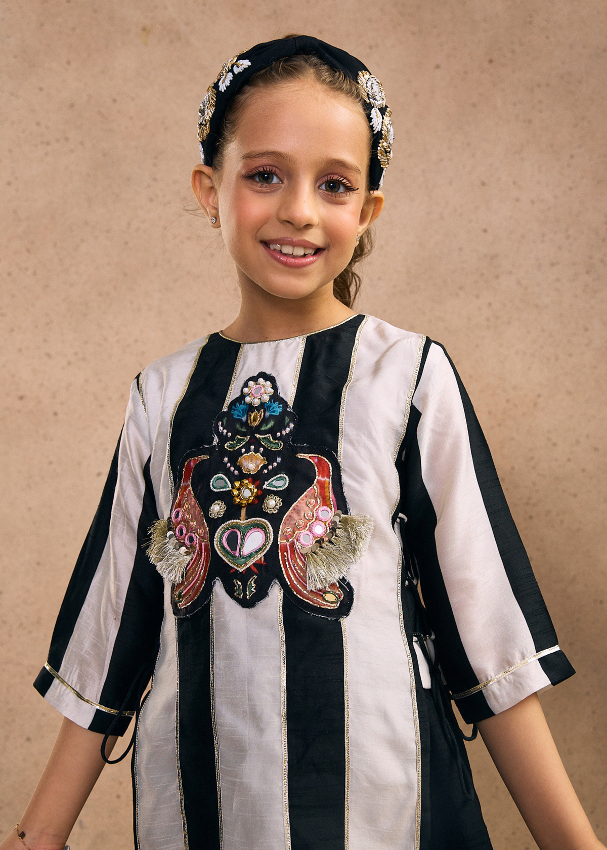 Zoey Stripe Girls Embellished Tunic & Trouser (Set of 2 pcs)