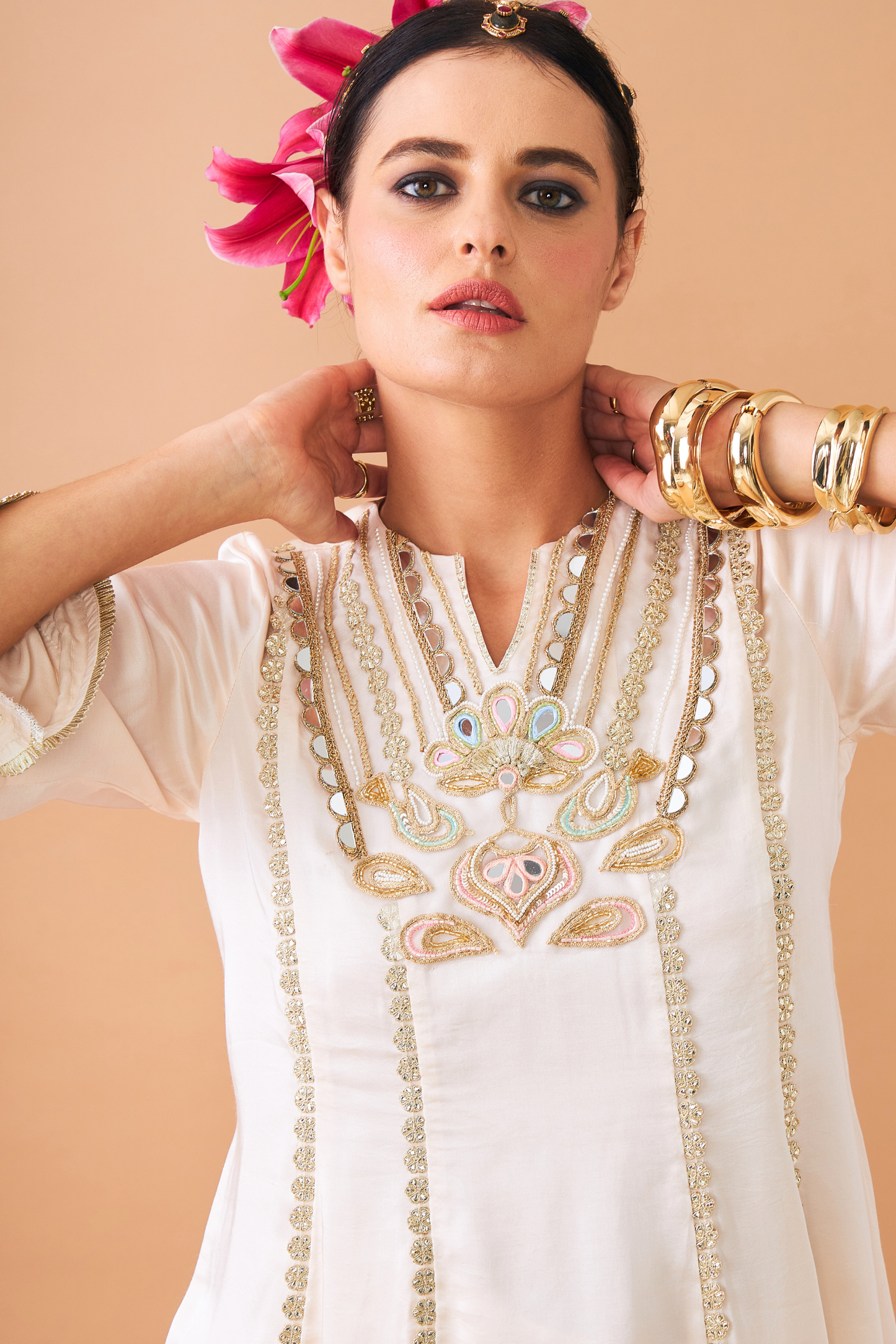 Ivora Ladies Embellished Tunic With Draped Skirt Co-ord (Set of 2pcs)