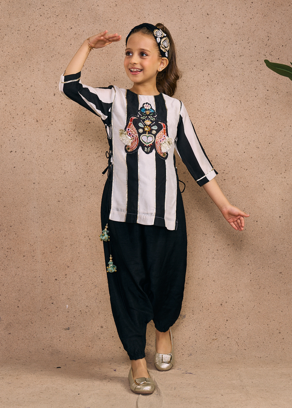Zoey Stripe Girls Embellished Tunic & Trouser (Set of 2 pcs)