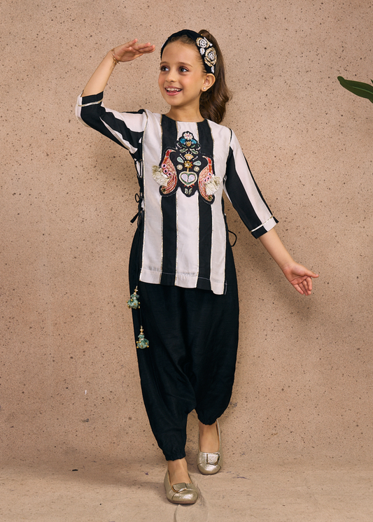 Zoey Stripe Girls Embellished Tunic & Trouser (Set of 2 pcs)