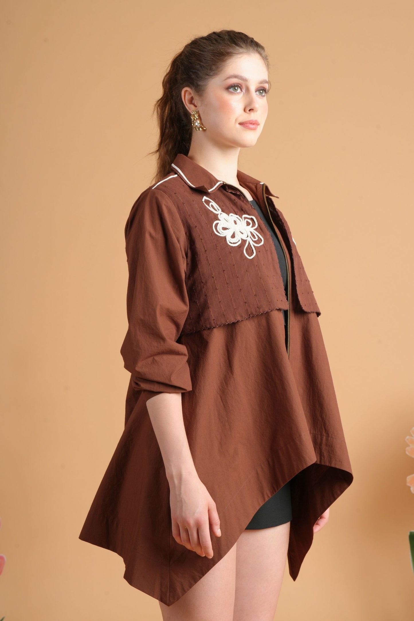 Soraya Chocolate Ladies Oversized Shacket