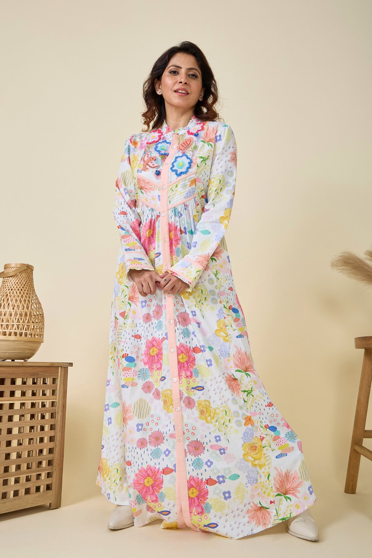 Flutter Bloom Embellished Ladies Maxi Dress