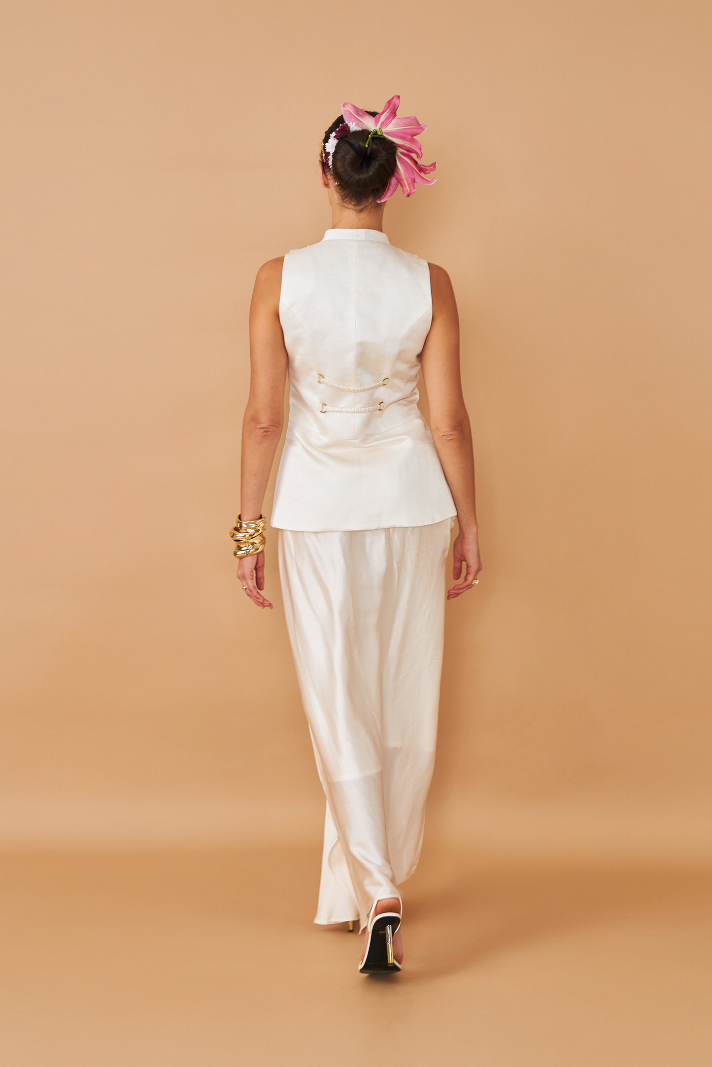 Ivora Ladies Embellished Long Waistcoat With Draped Skirt Co-ord (Set of 2pcs)