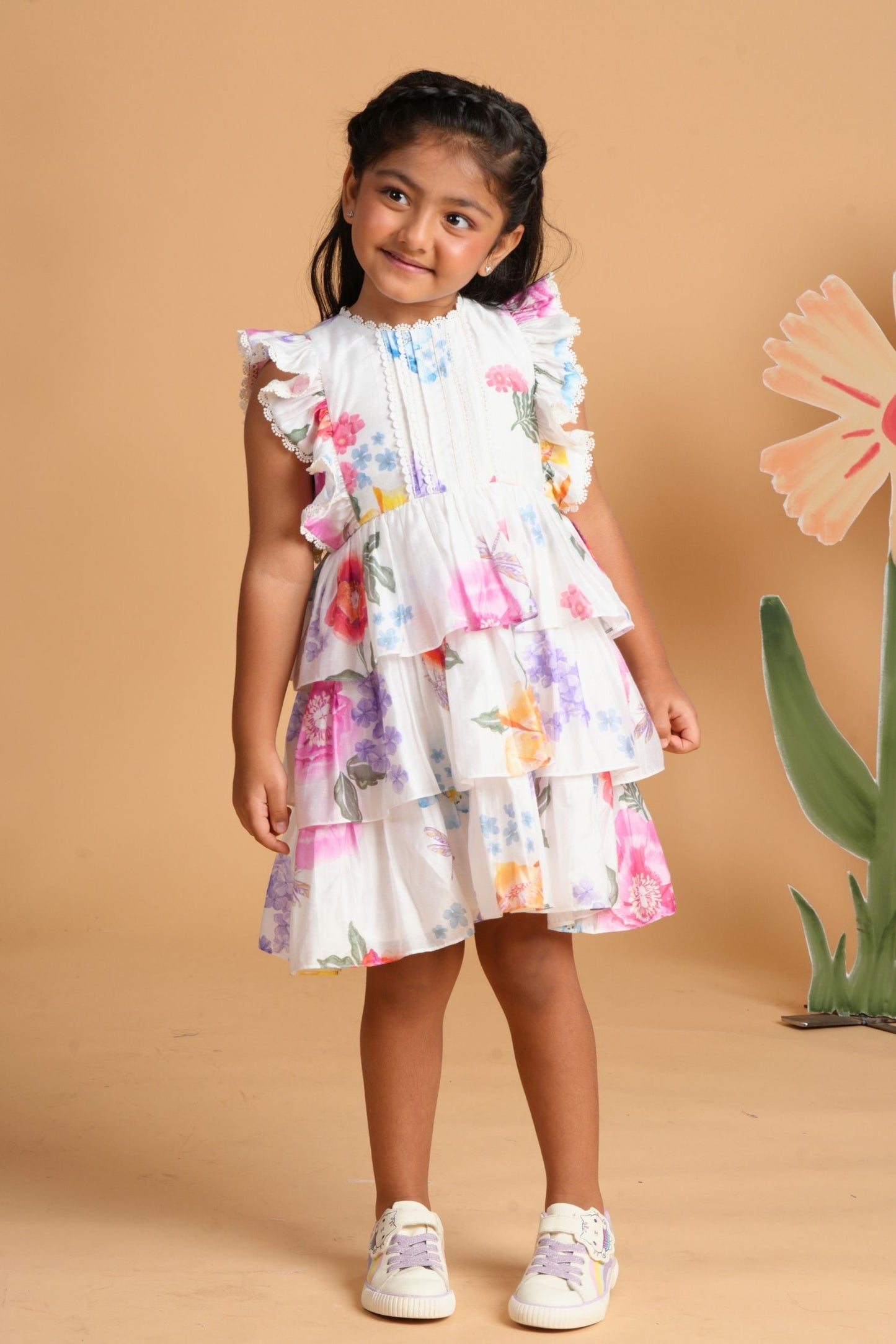 Clea white ruffle dress