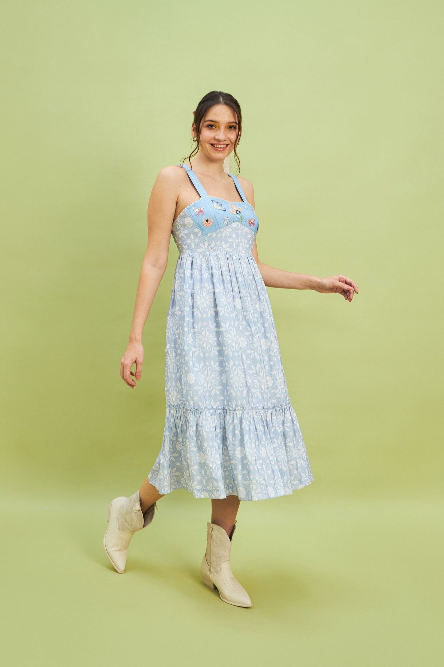 Pottery Blue Embellished Ladies Strappy Dress