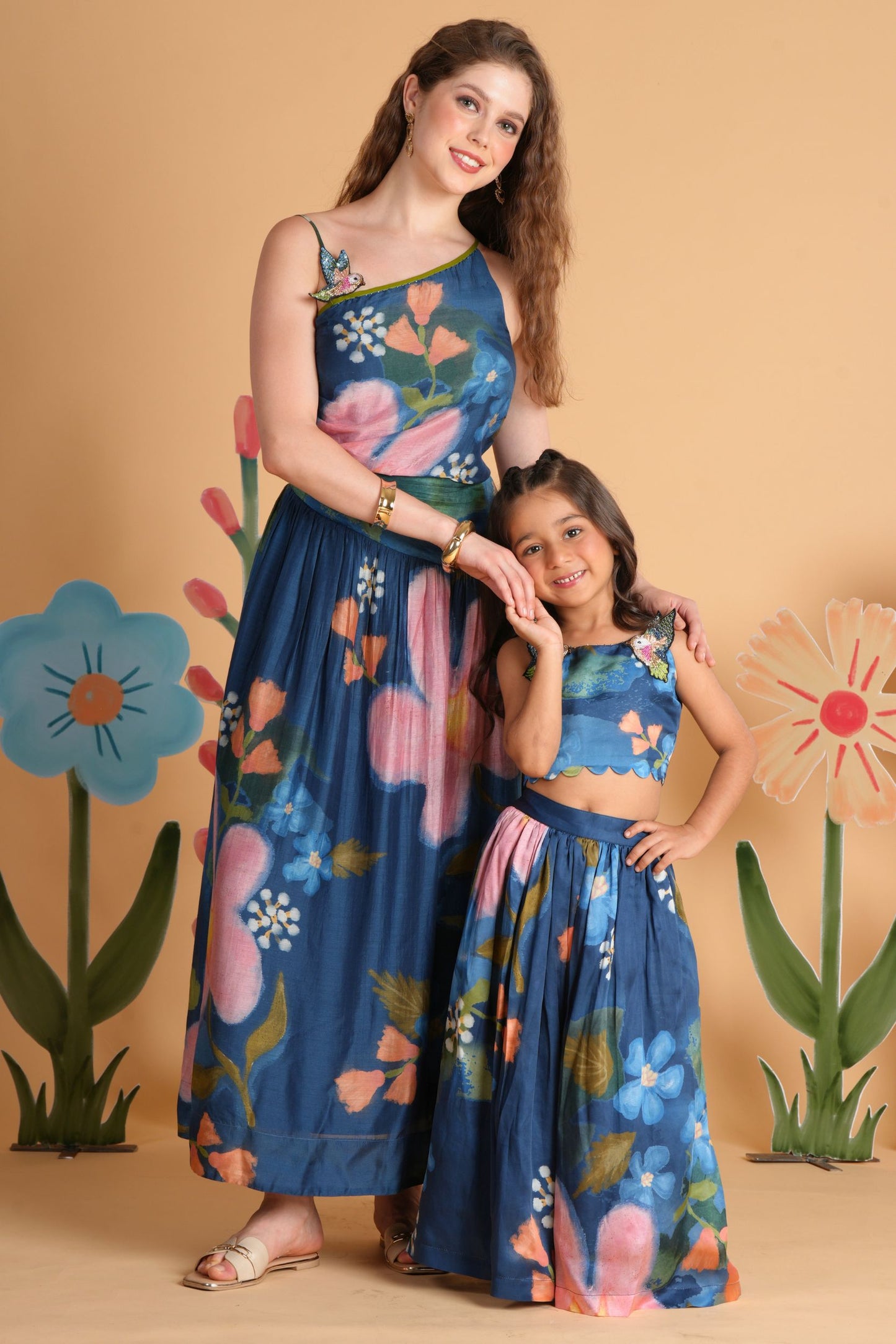 Iris Bloom Bird Dress & Skirt Cord Twinning Set