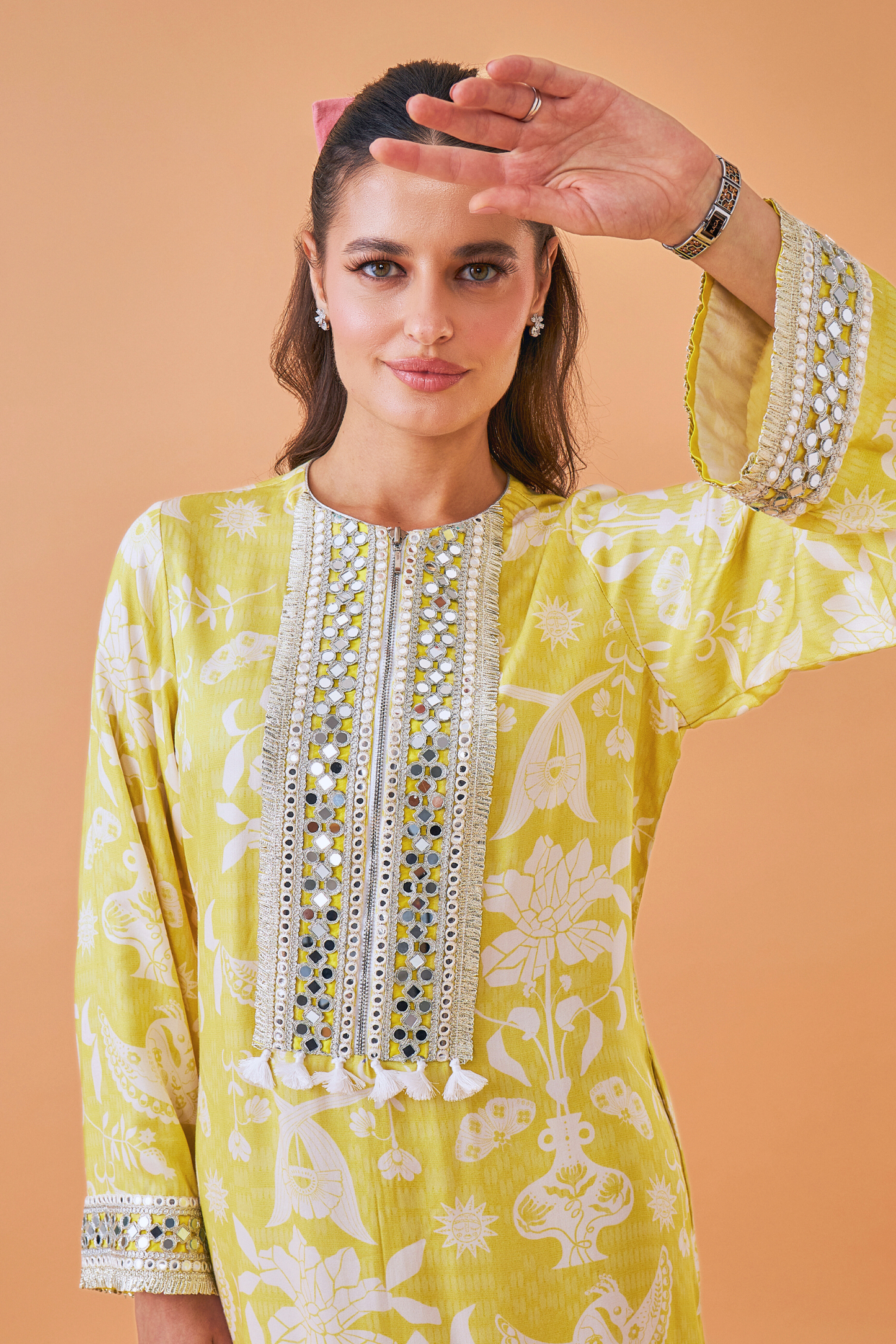 Dala Coat with Poppy Yellow Long Dress