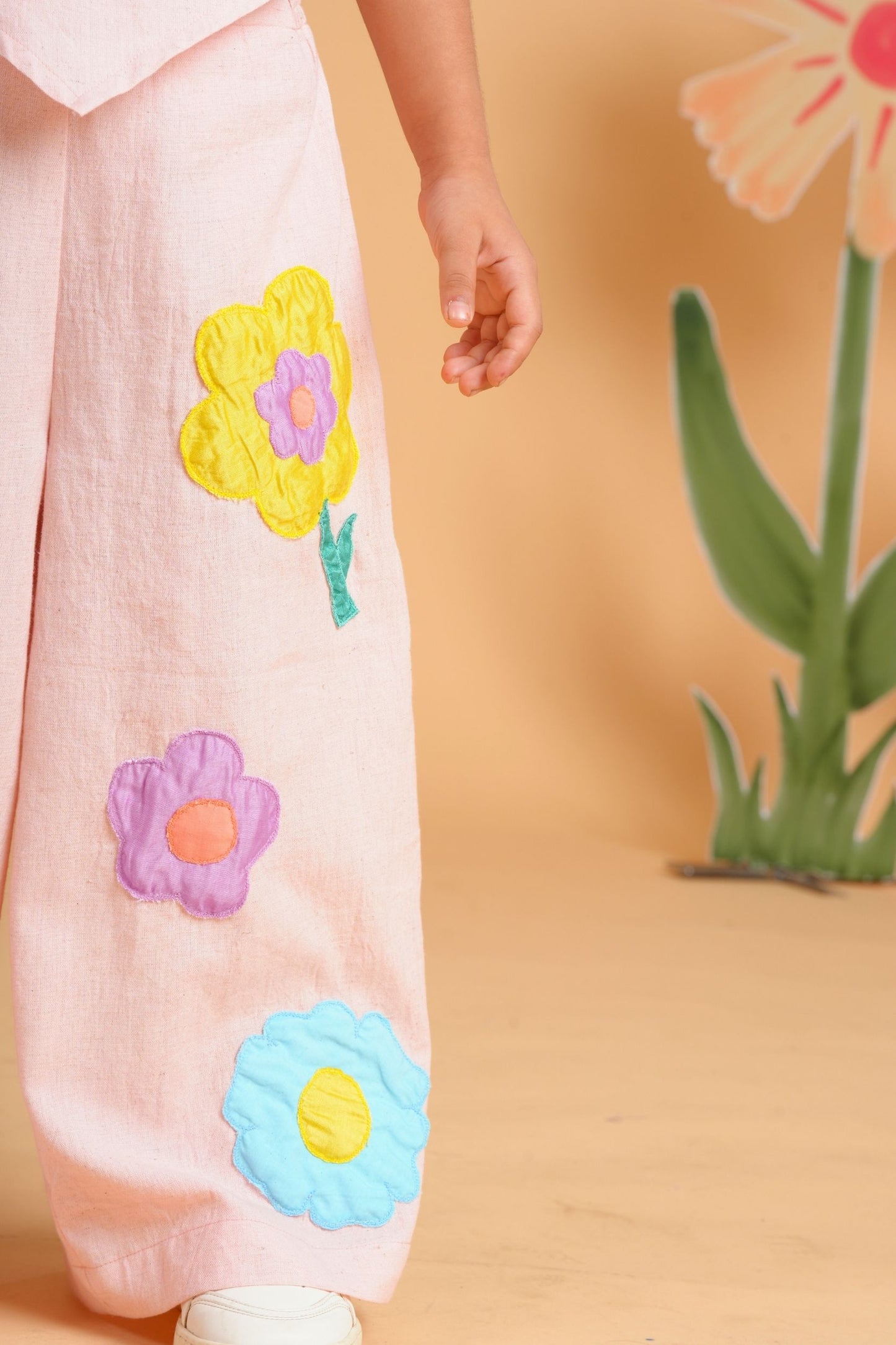 Kiki Pink Girls Embroidered Jumpsuit