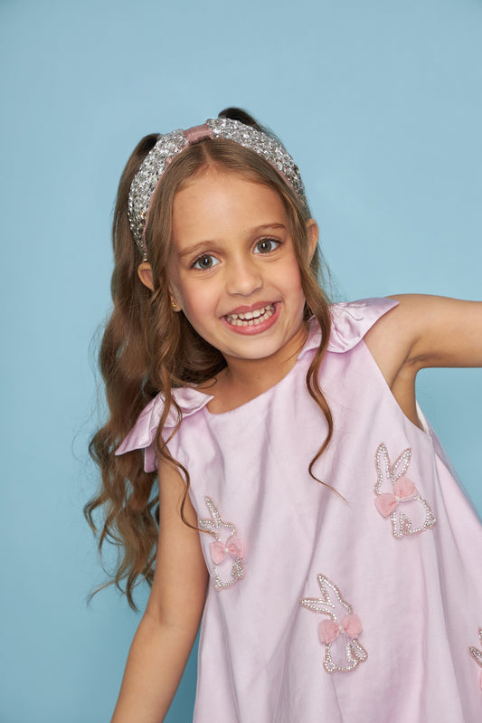 Bunny Bow Kids Embellished Puffball Dress