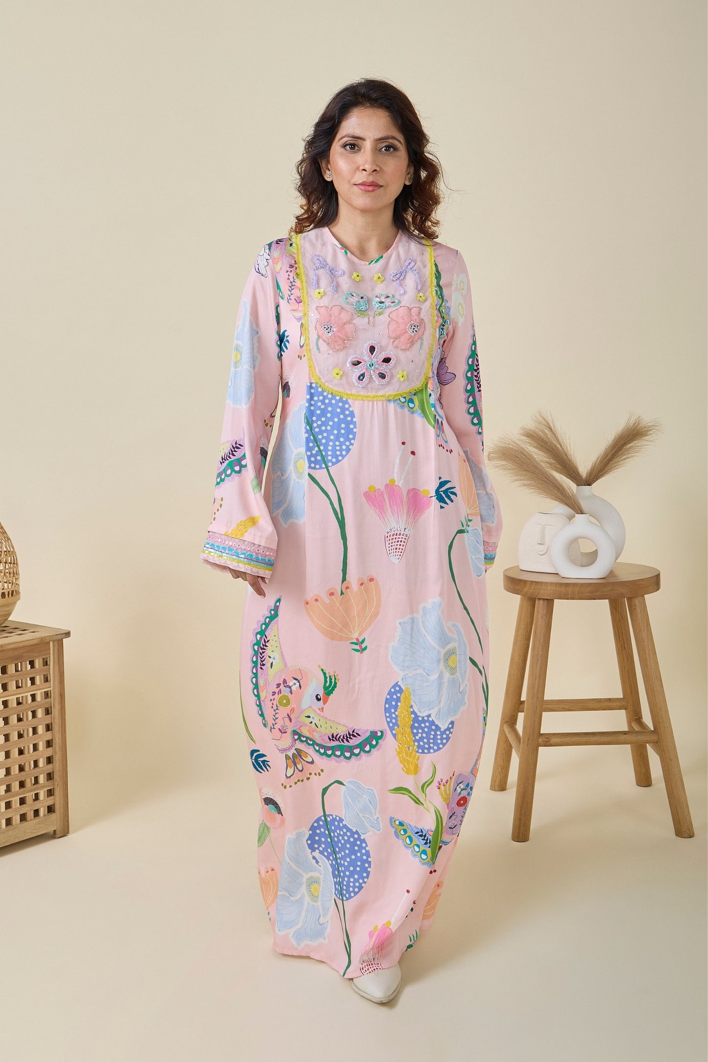 Jane Pink Embellished Ladies Maxi Dress