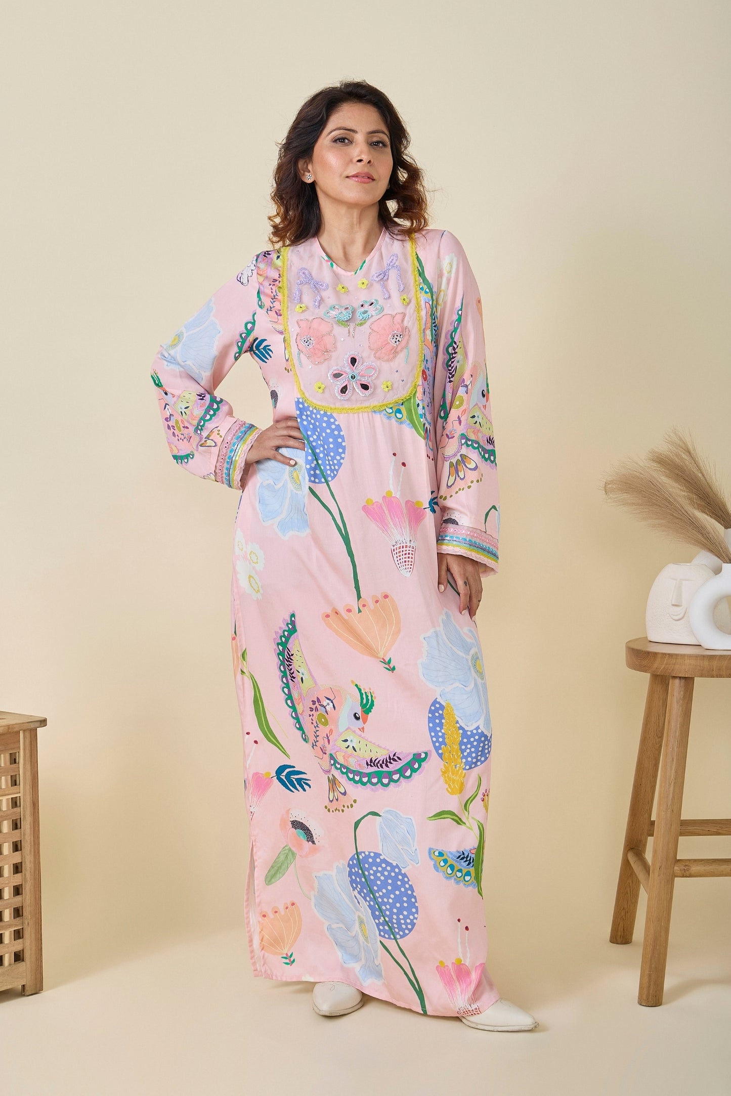 Jane Pink Embellished Ladies Maxi Dress