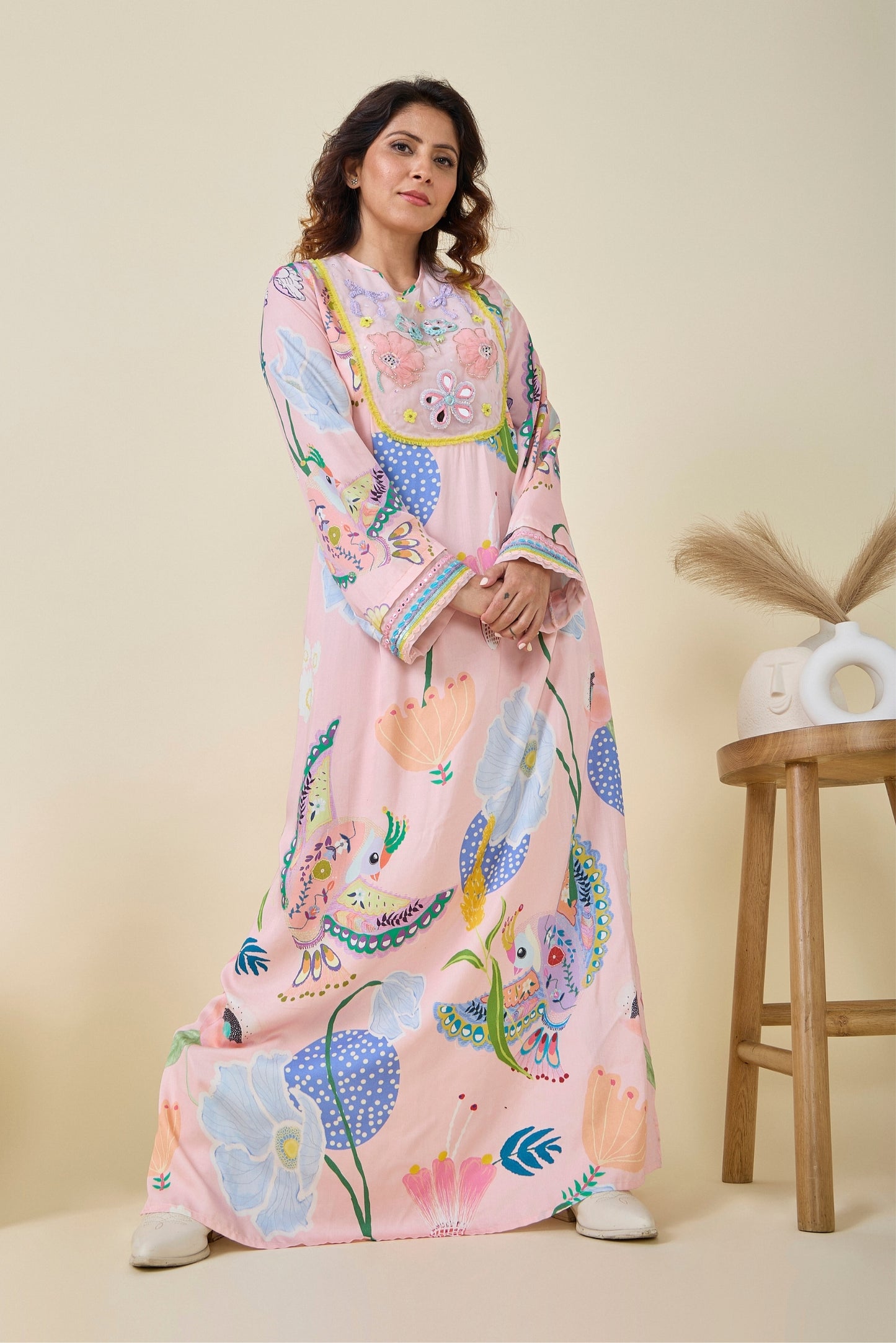 Jane Pink Embellished Ladies Maxi Dress