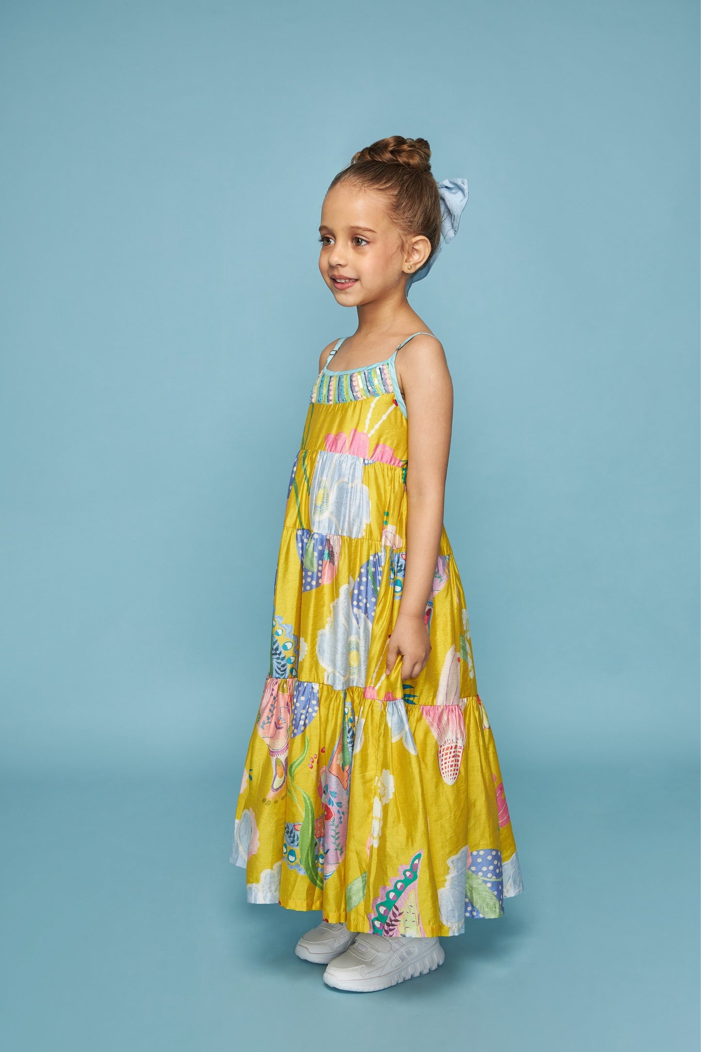 Yellow Bloom Kids Tier Dress