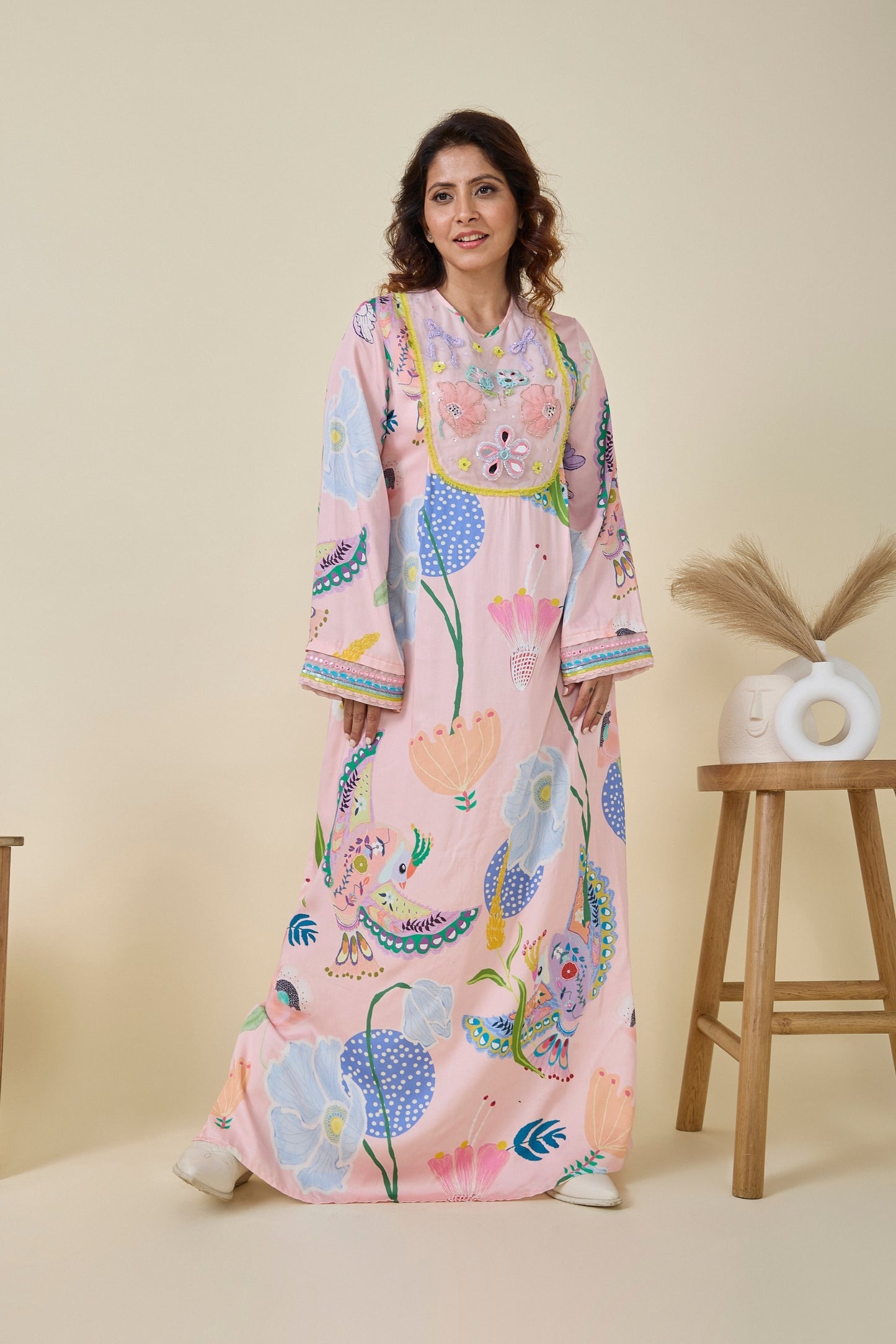 Jane Pink Embellished Ladies Maxi Dress