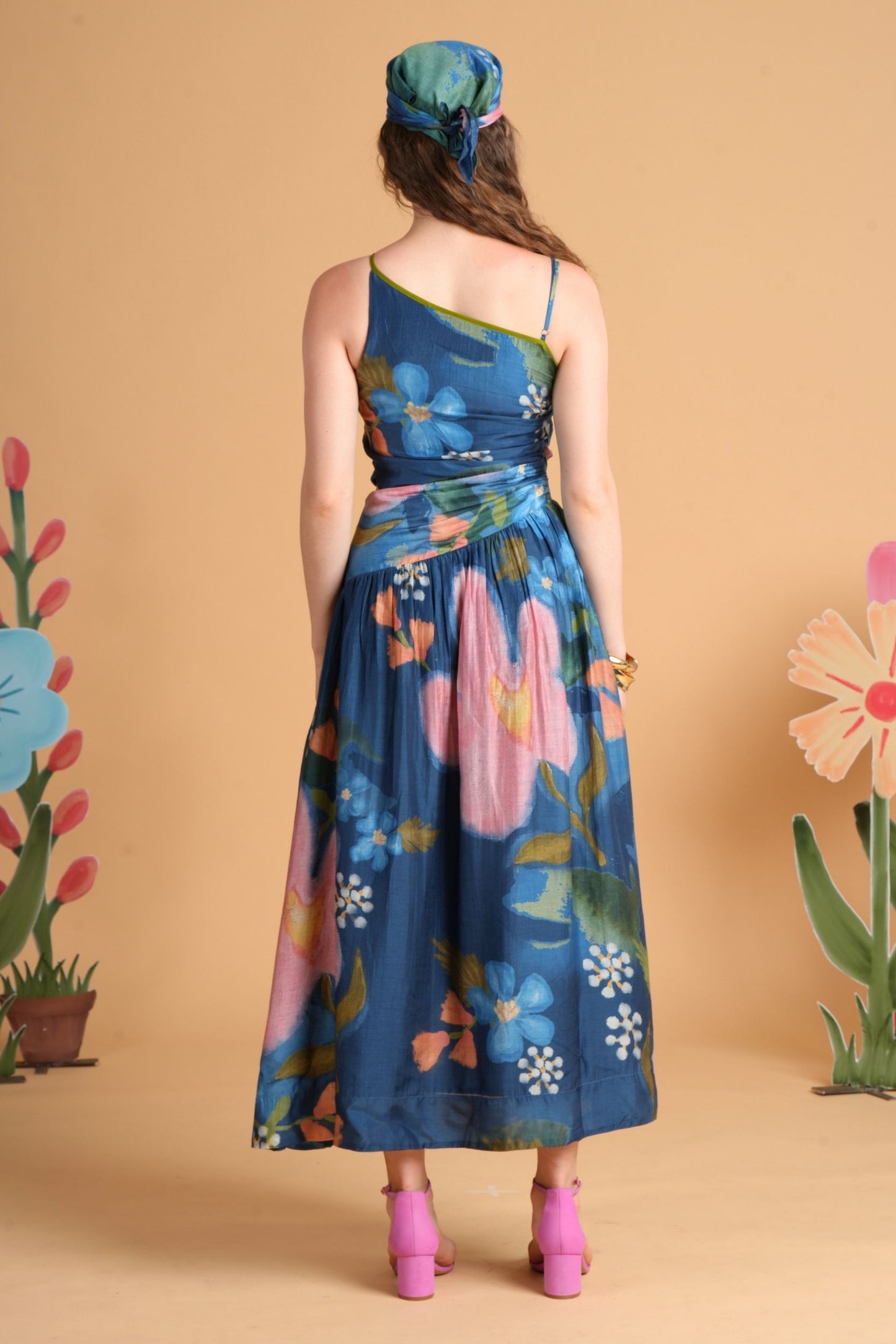 Iris Midnight Blue One Shoulder Embellished Ladies Dress