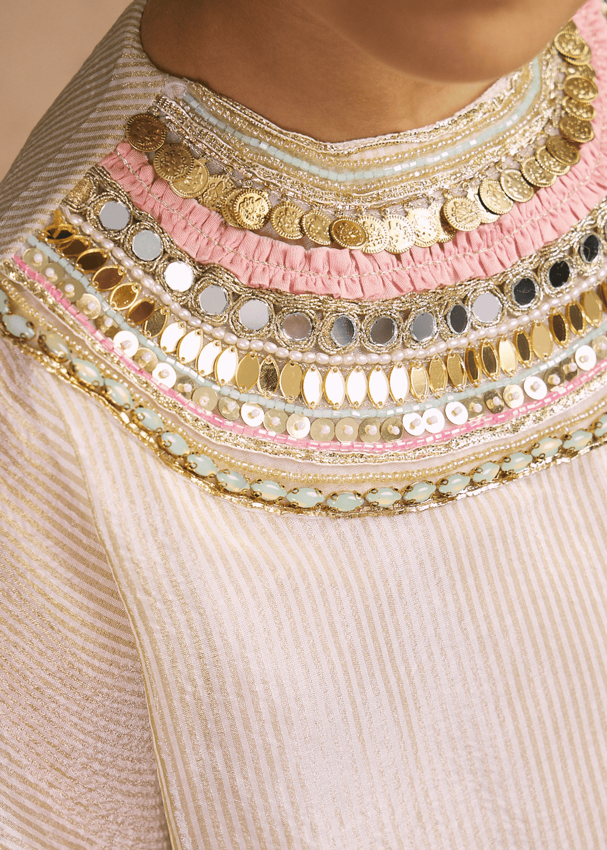 Ivory Girls Embellished High-low Top & Draped Skirt