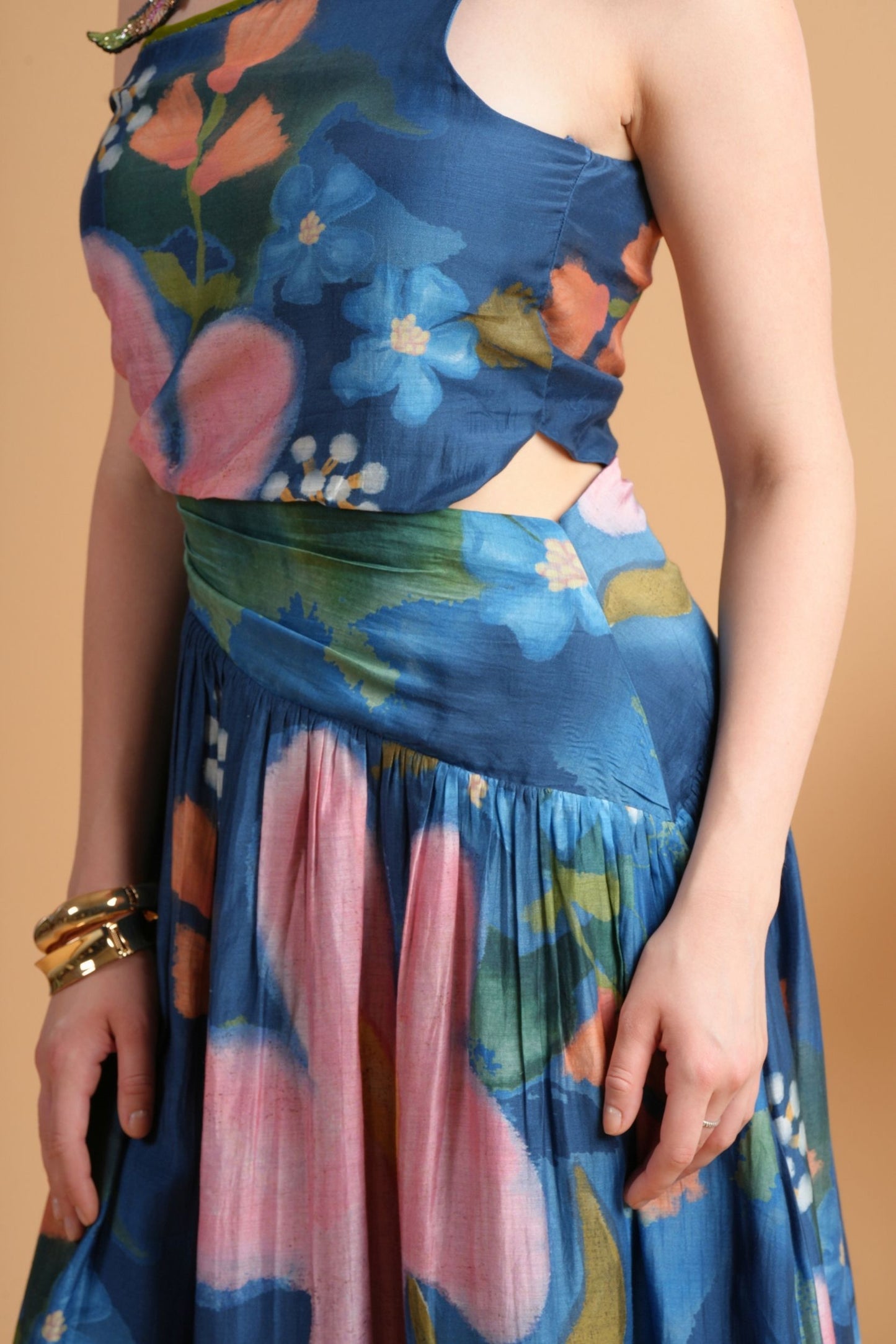 Iris Midnight Blue One Shoulder Embellished Ladies Dress