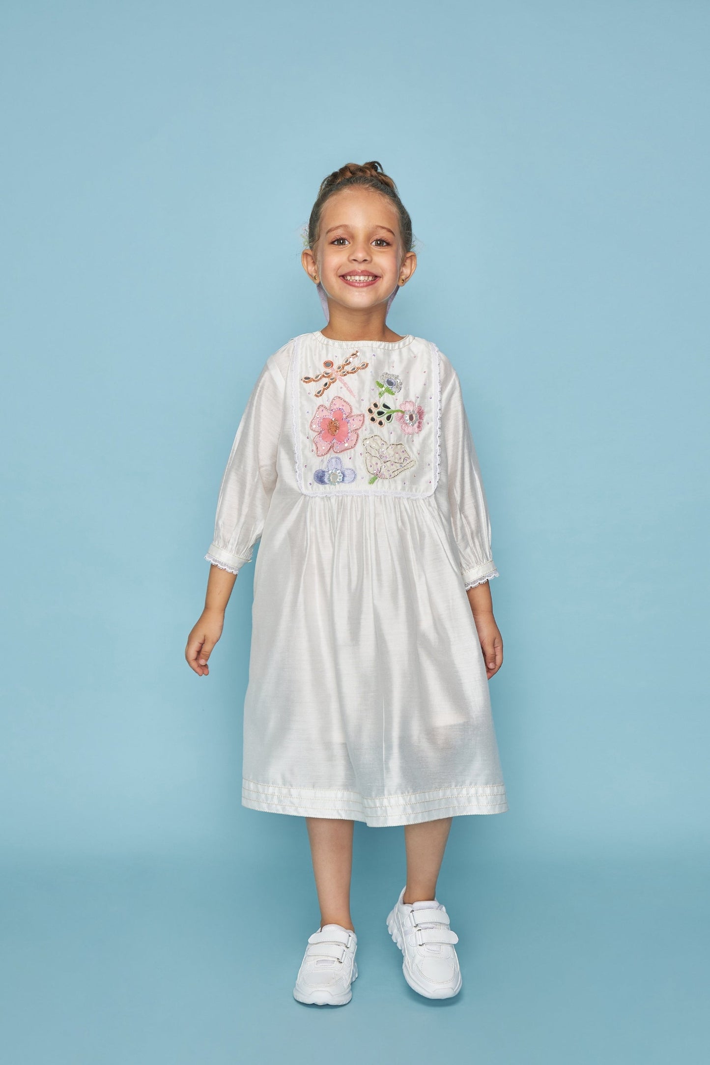 Mirror Yoke  white embellished Ladies Dress - Mom & Me