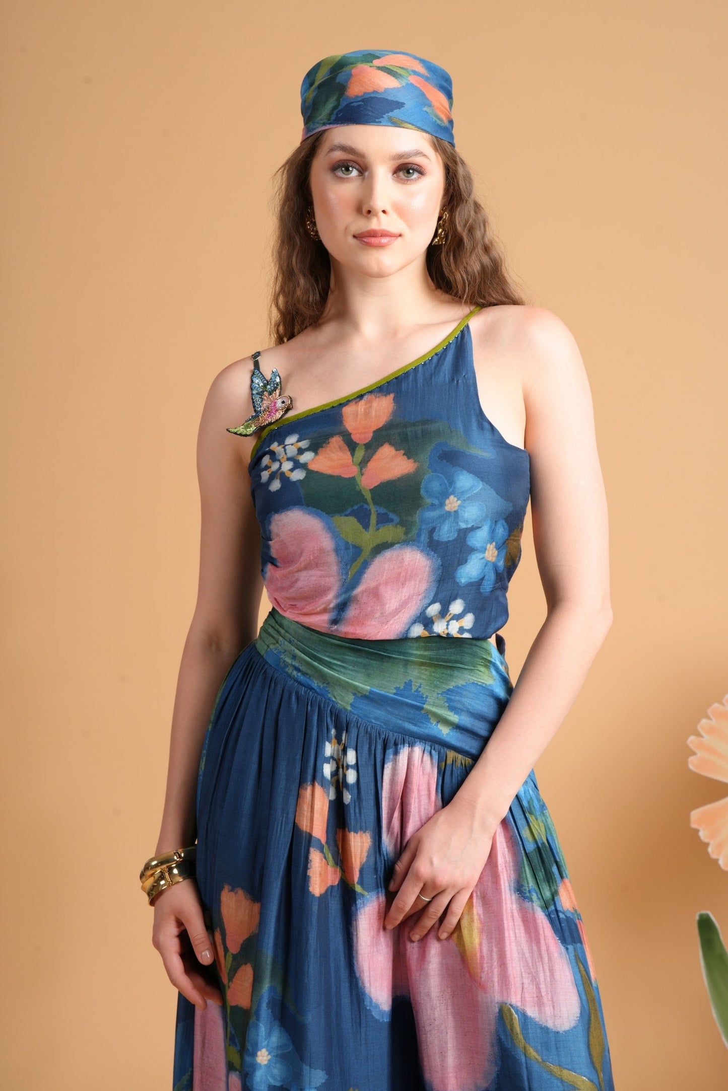 Iris Midnight Blue One Shoulder Embellished Ladies Dress