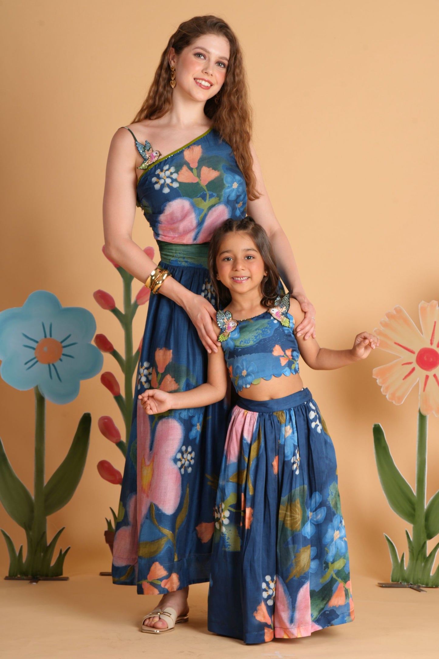 Iris Bloom Bird Dress & Skirt Cord Twinning Set
