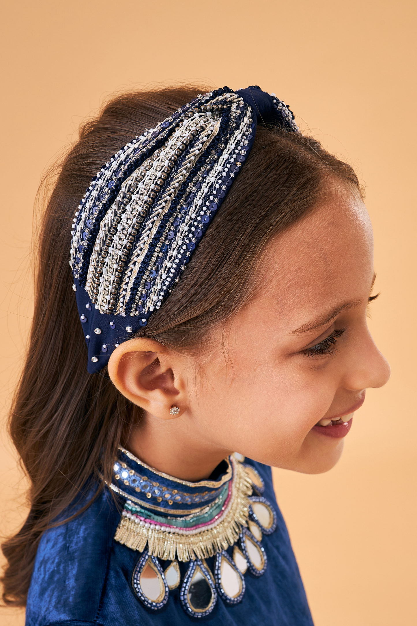 Taylor Navy Girls Embellished Headband