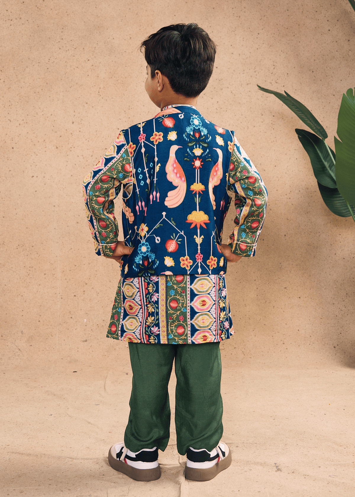 Melanie Stripe Boys Kurta Set with Bundi (Set of 3 pcs)