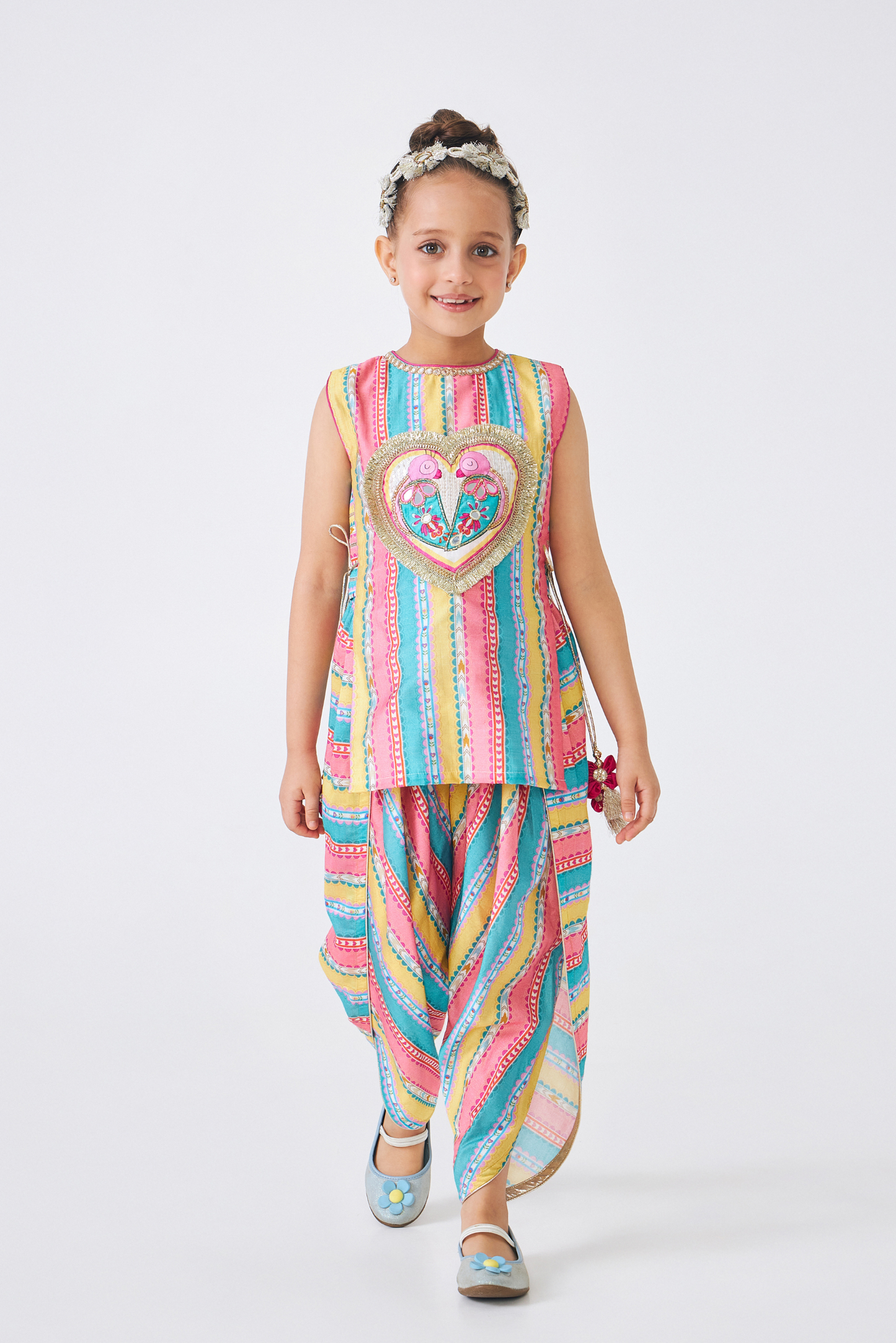 Freya Lovebirds Girls Embellished Top & Dhoti Pant (Set of 2 pcs)