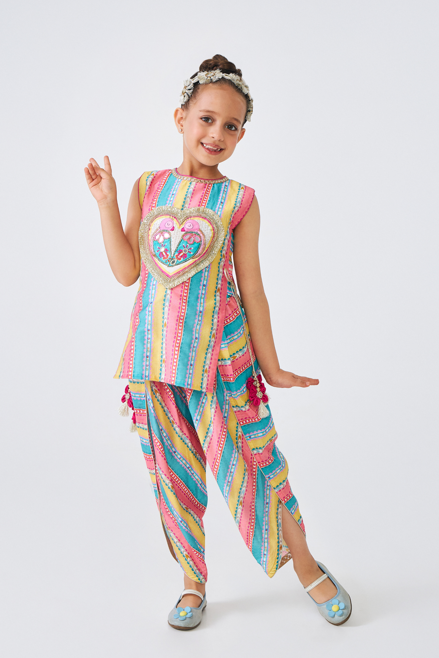 Freya Lovebirds Girls Embellished Top & Dhoti Pant (Set of 2 pcs)