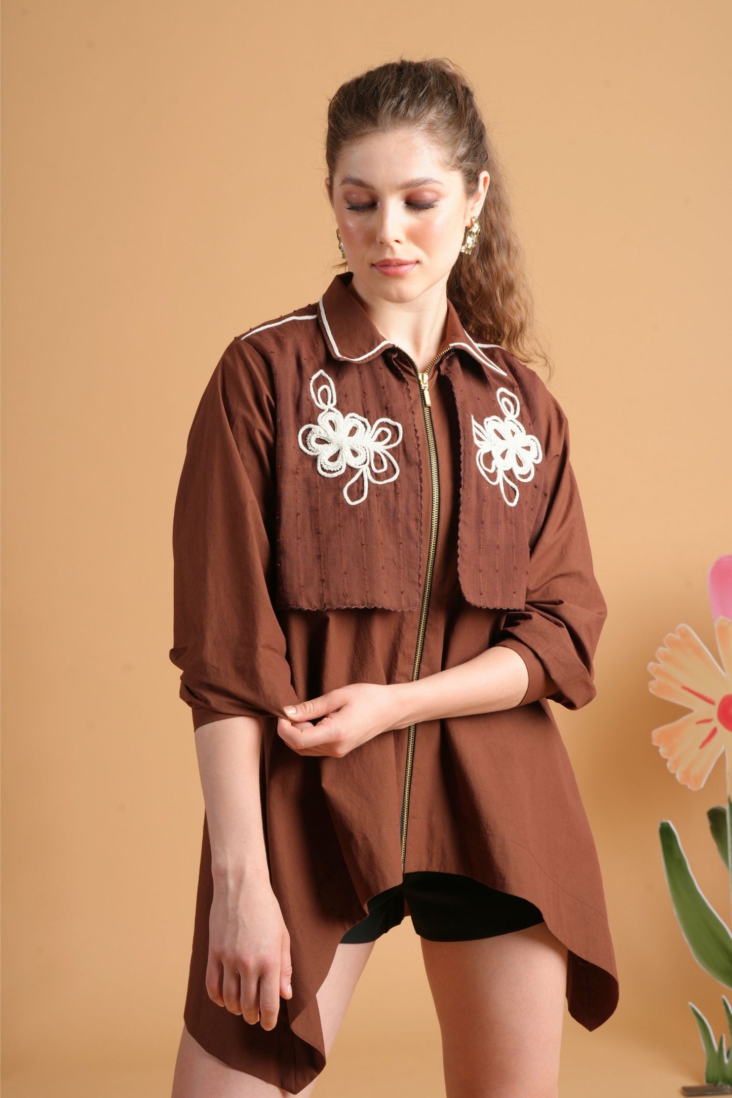 Soraya Chocolate Ladies Oversized Shacket