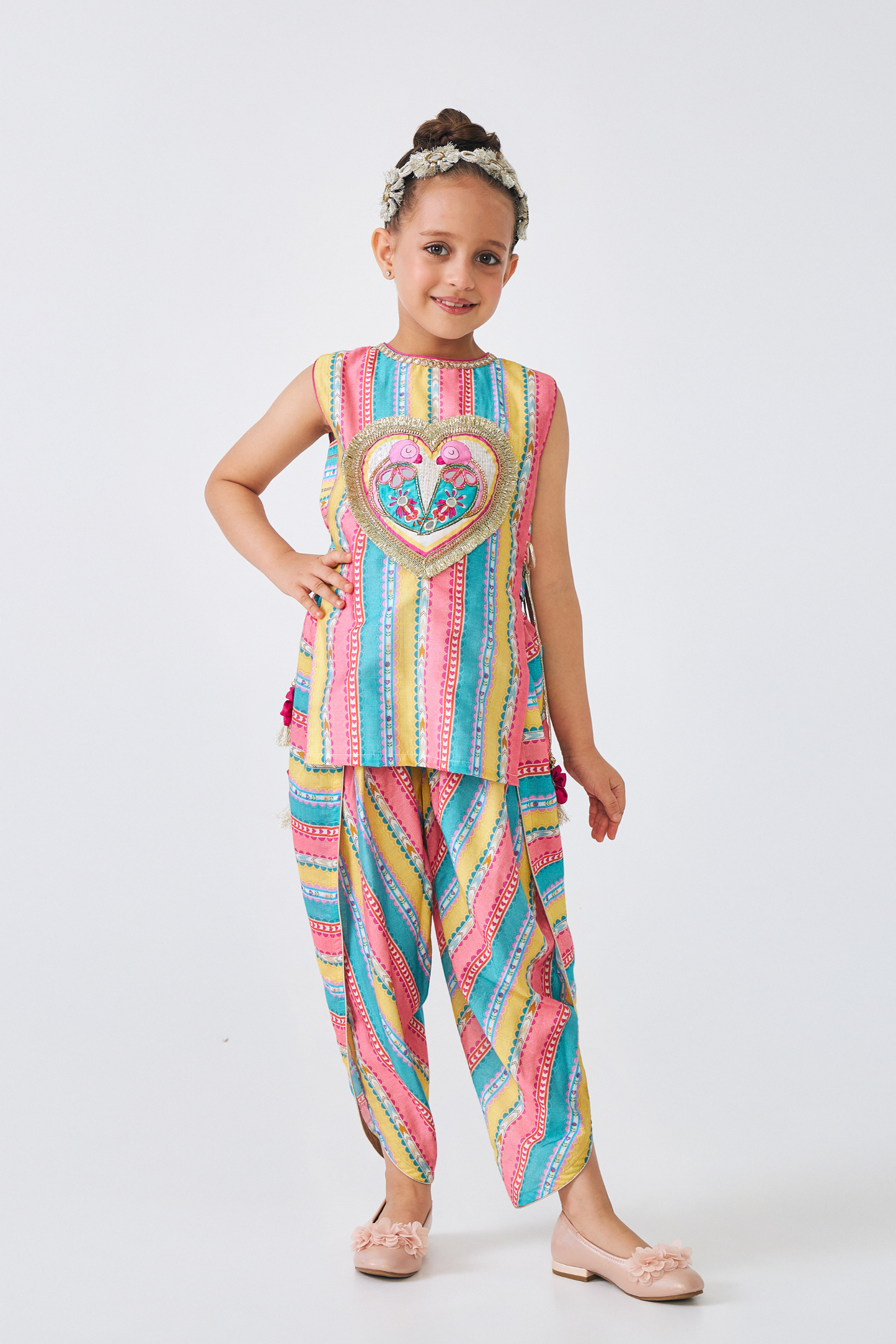 Freya Lovebirds Girls Embellished Top & Dhoti Pant (Set of 2 pcs)
