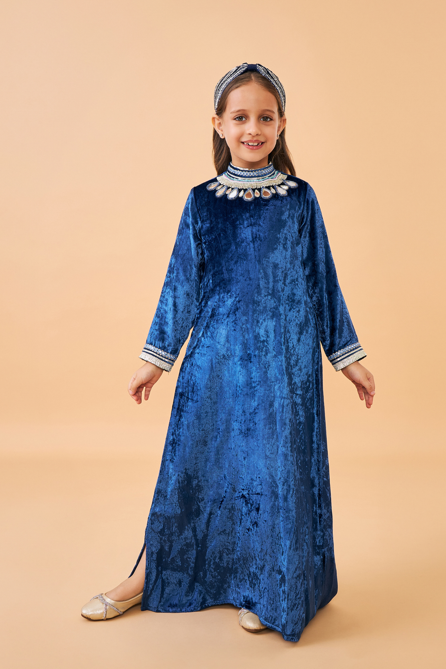 Sparrow Navy Velvet Long Dress - Mom & Me